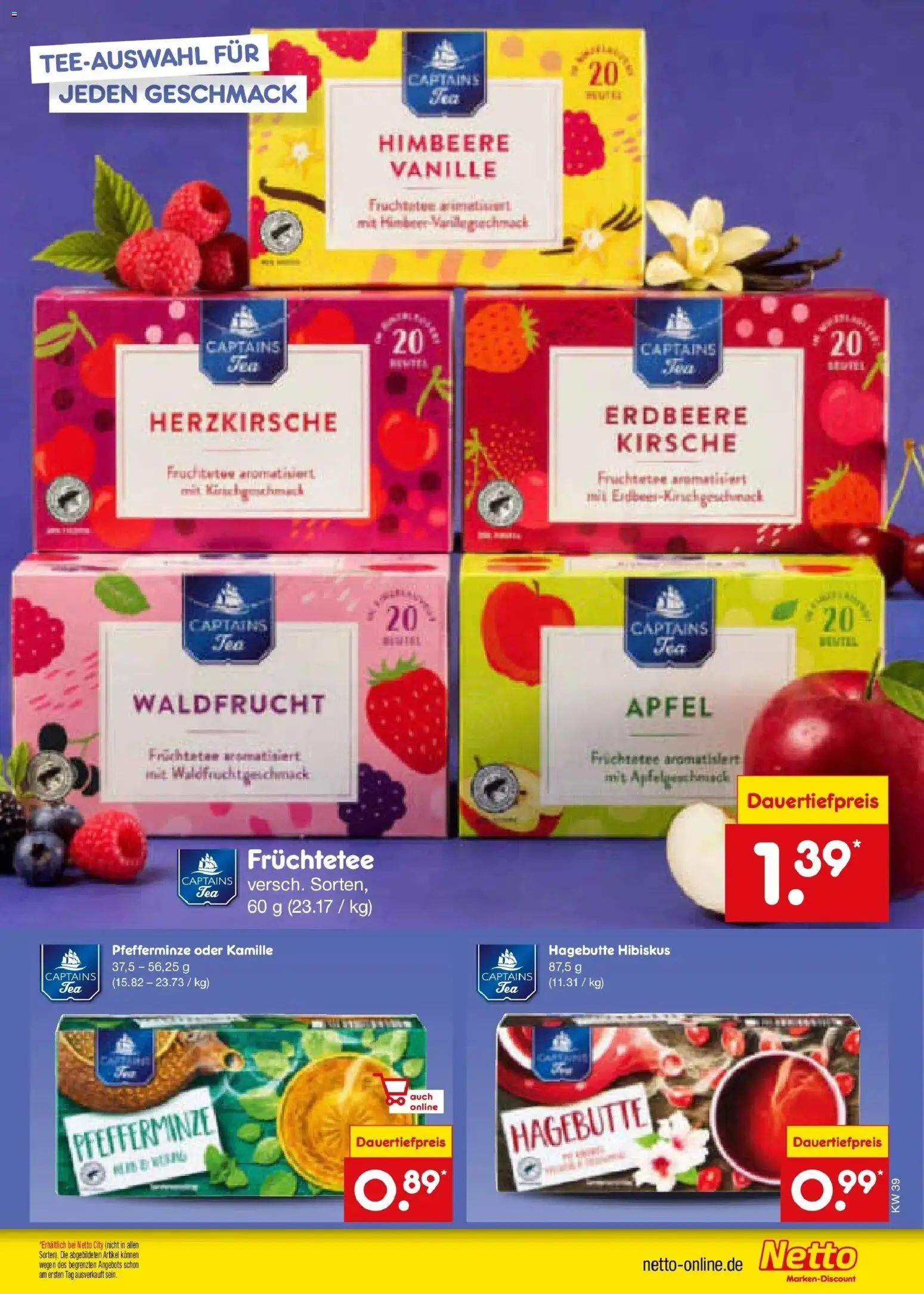 Netto Marken-Discount Prospekt Naumburg – gültig ab 21.09.2026 | Seite: 19 | Produkte: Früchtetee, Äpfel, Vanille, Himbeere