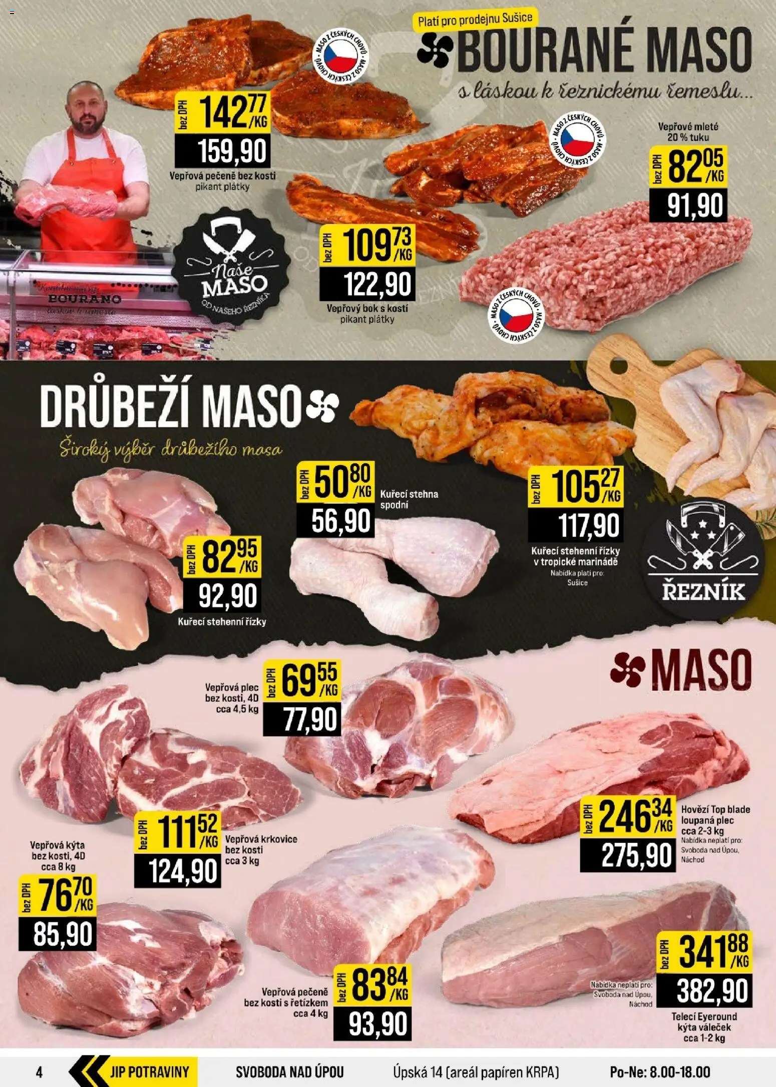 Jip leták - Cash & Carry od 09.09.2026 | Strana: 4 | Produkty: Stehenní řízky, Kýta bez kosti, Krkovice, Vepřová krkovice