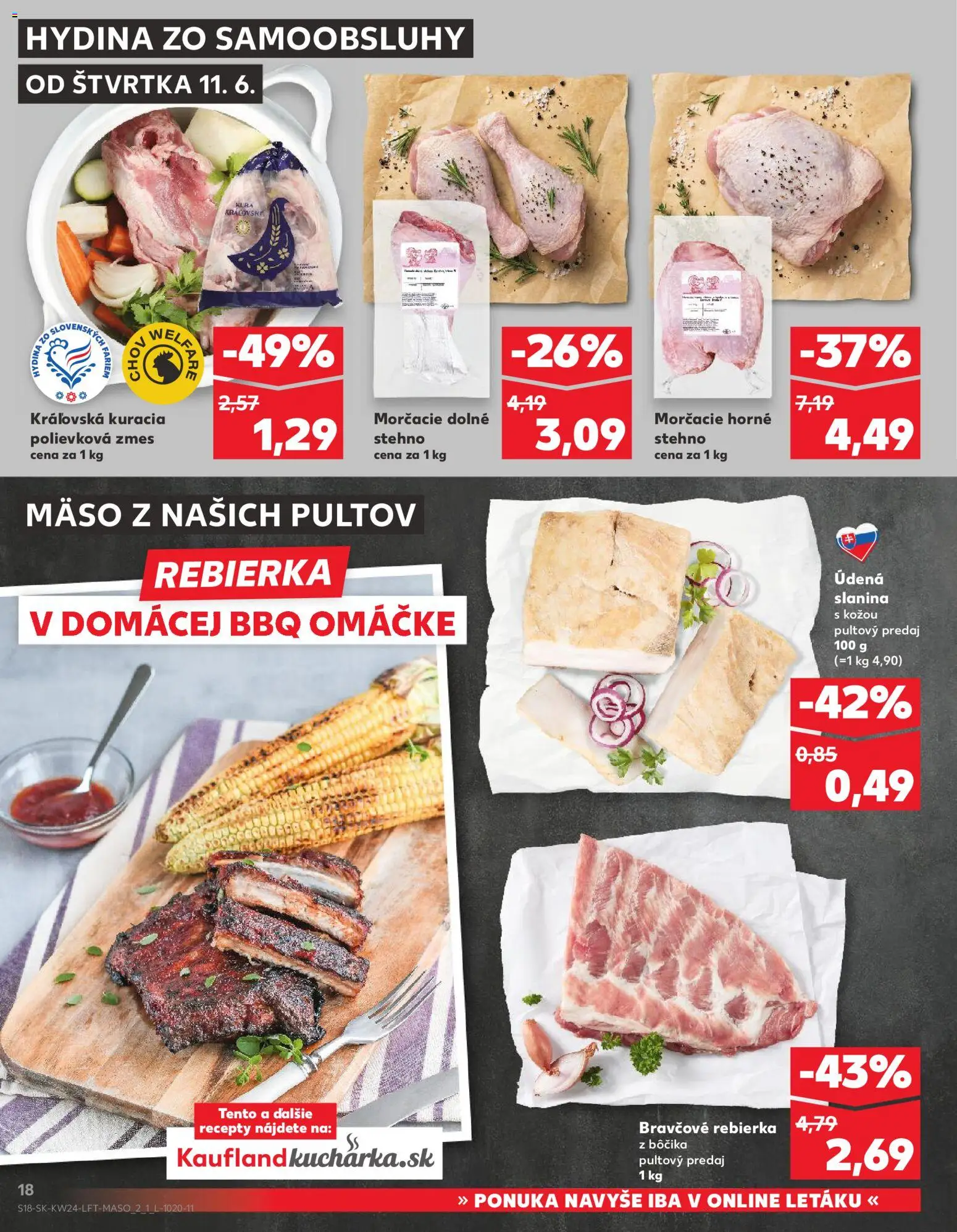 Nové Kaufland akcie – leták je platný od 11.06.2026 | Strana: 18 | Produkty: Slanina