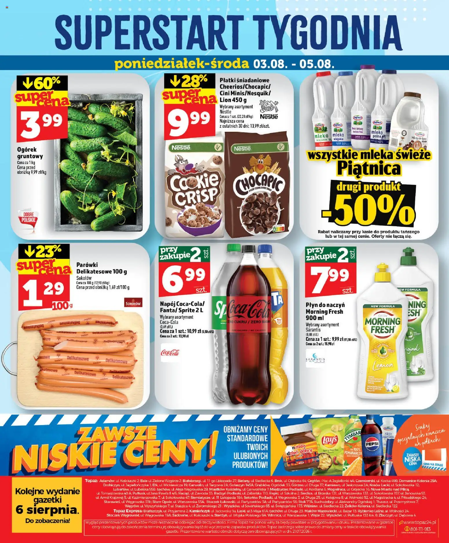 Topaz gazetka od 30.07.2026 | Strona: 48 | Produkty: Bez laktozy, Pepsi, Parówki, Mleko