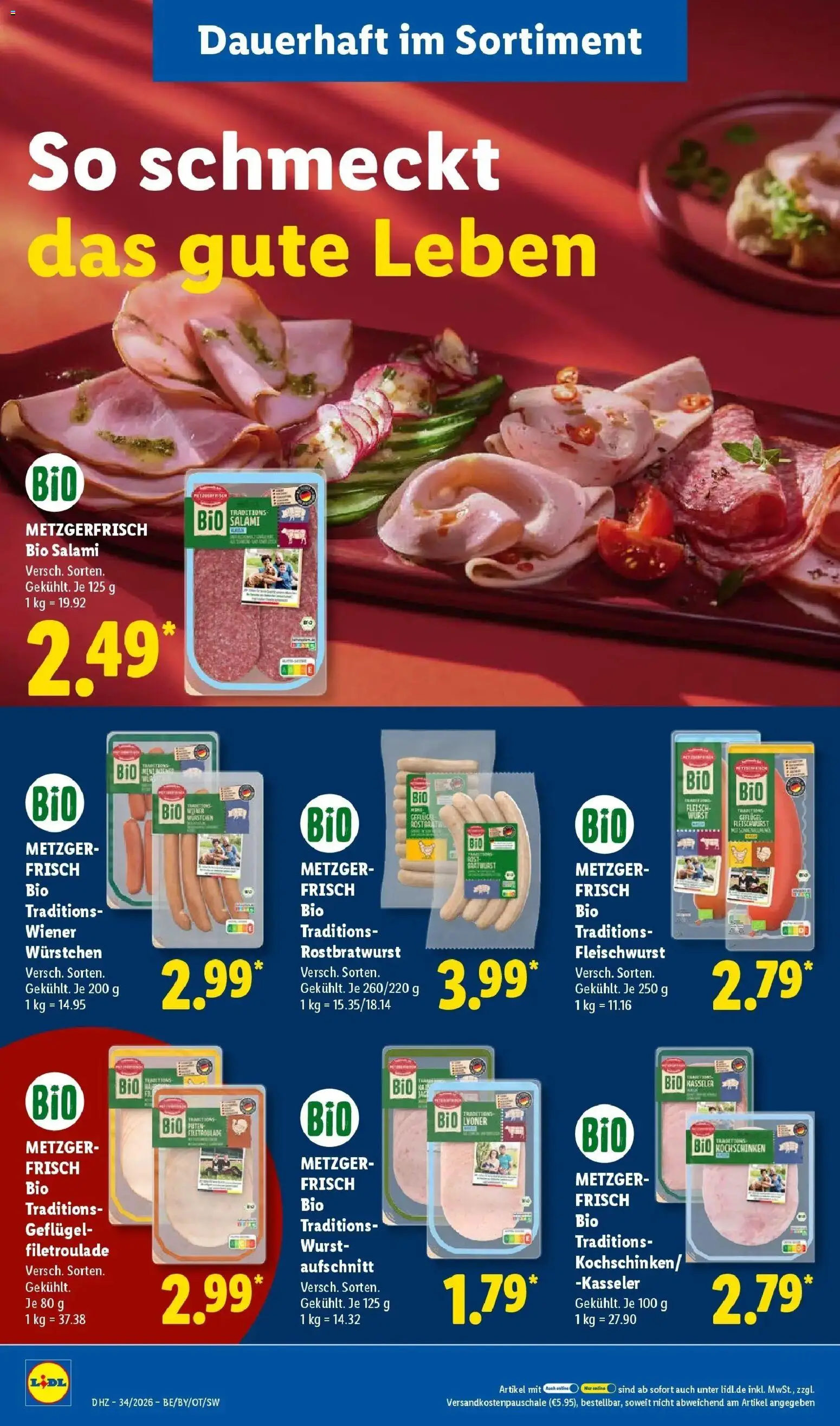 Lidl Prospekt Mühlacker (ab 17.08.2026) zum Blättern » Angebote | Seite: 22 | Produkte: Bratwurst, Wurst, Salami, Fleisch