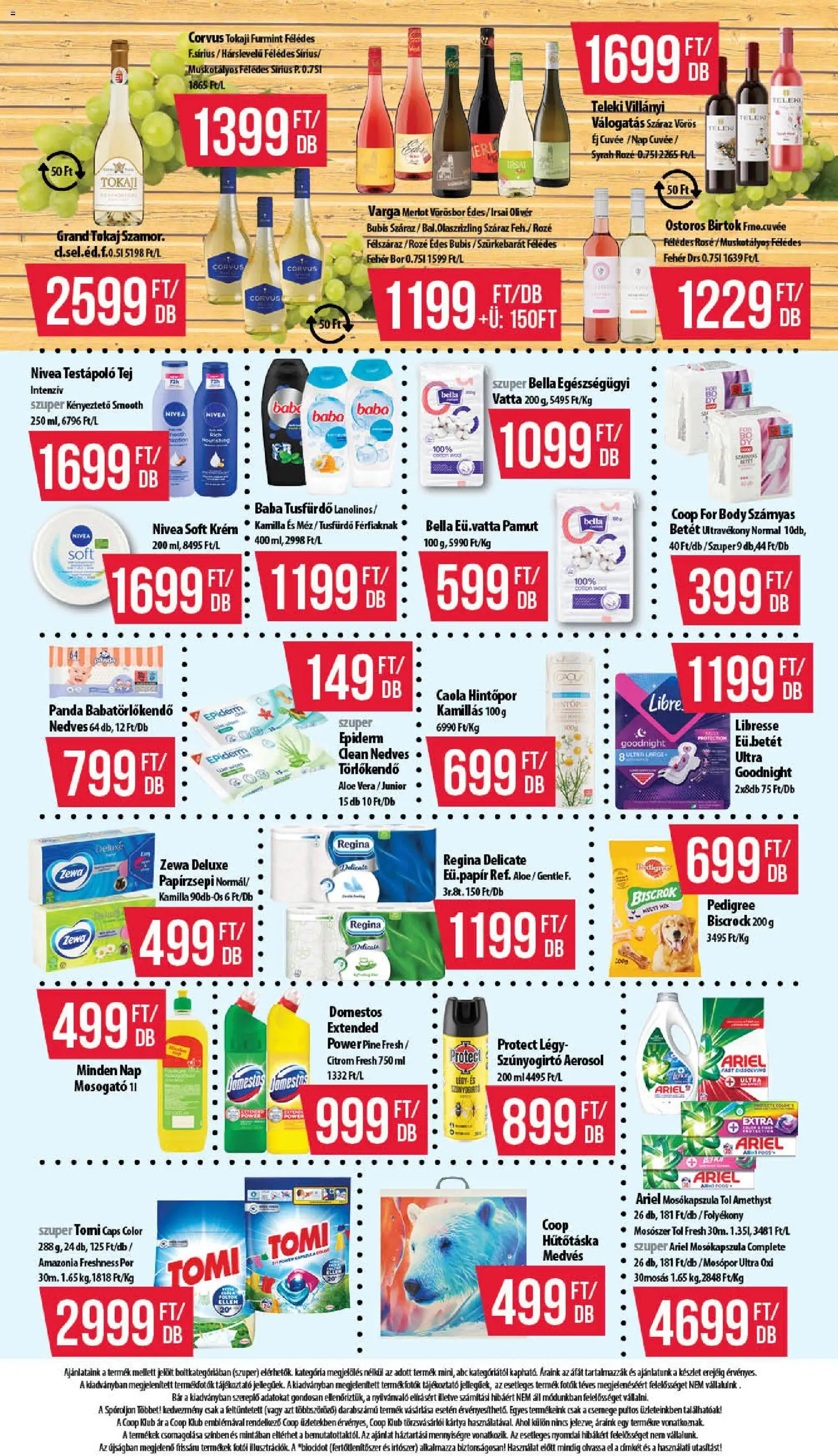 COOP akciós ujság - amely érvényes a következő dátumtól: 18.06.2026 | Oldal: 11 | Termékek: Ariel, Törlőkendő, Bor, Mosószer