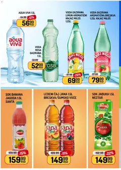 VODA GAZIRANA AROMATIČNA BRESKVA 1.25L KNJAZ MILOŠ, Voda gazirana aromatična breskva - pregled Aman kataloga - važi od 03.07.2026 | Strana: 12 | Proizvode: Banana, Jagoda, Limun, Čaj