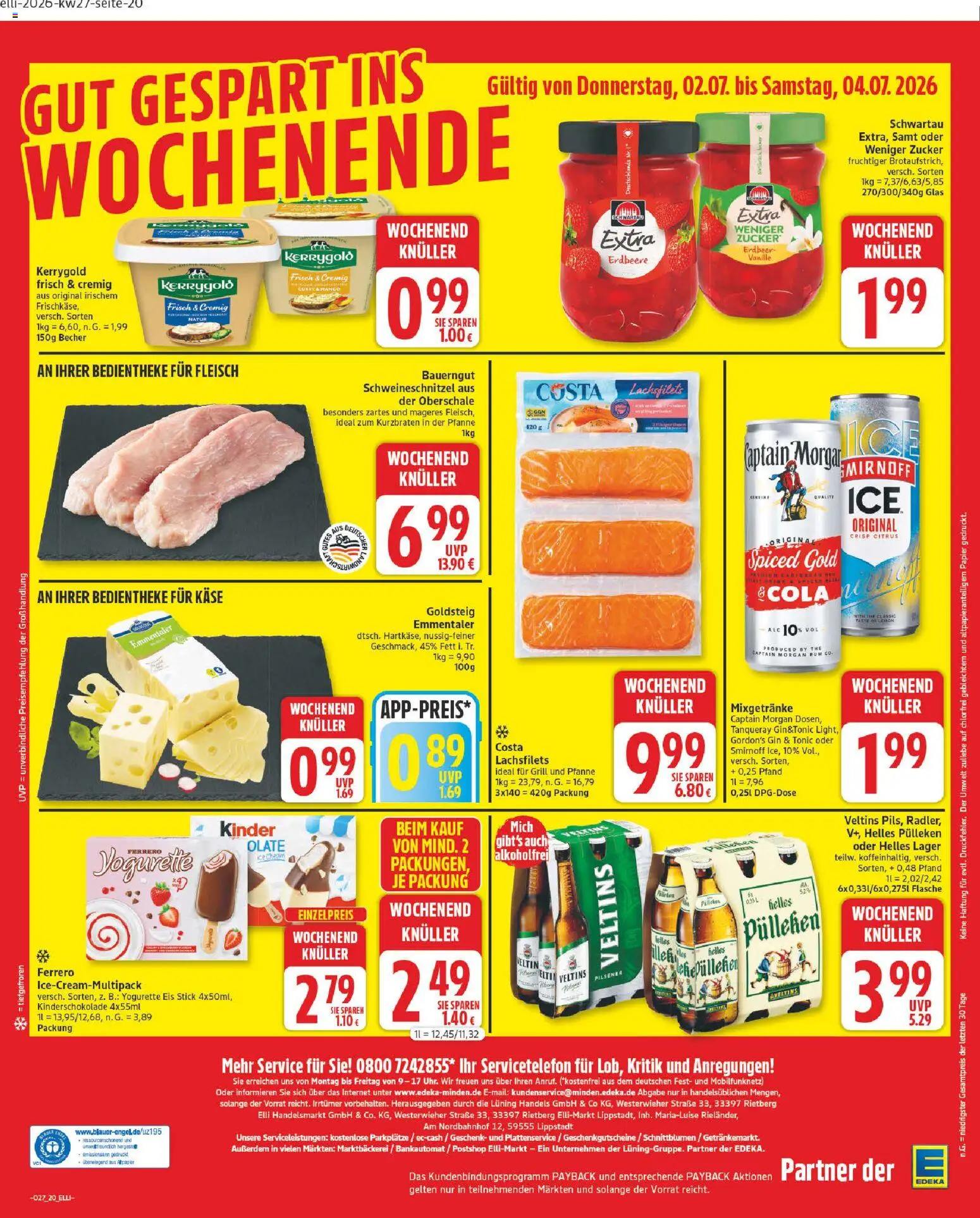 Elli Markt Prospekt – gültig ab 29.06.2026 | Seite: 20 | Produkte: Smirnoff, Gin, Fleisch, Eis