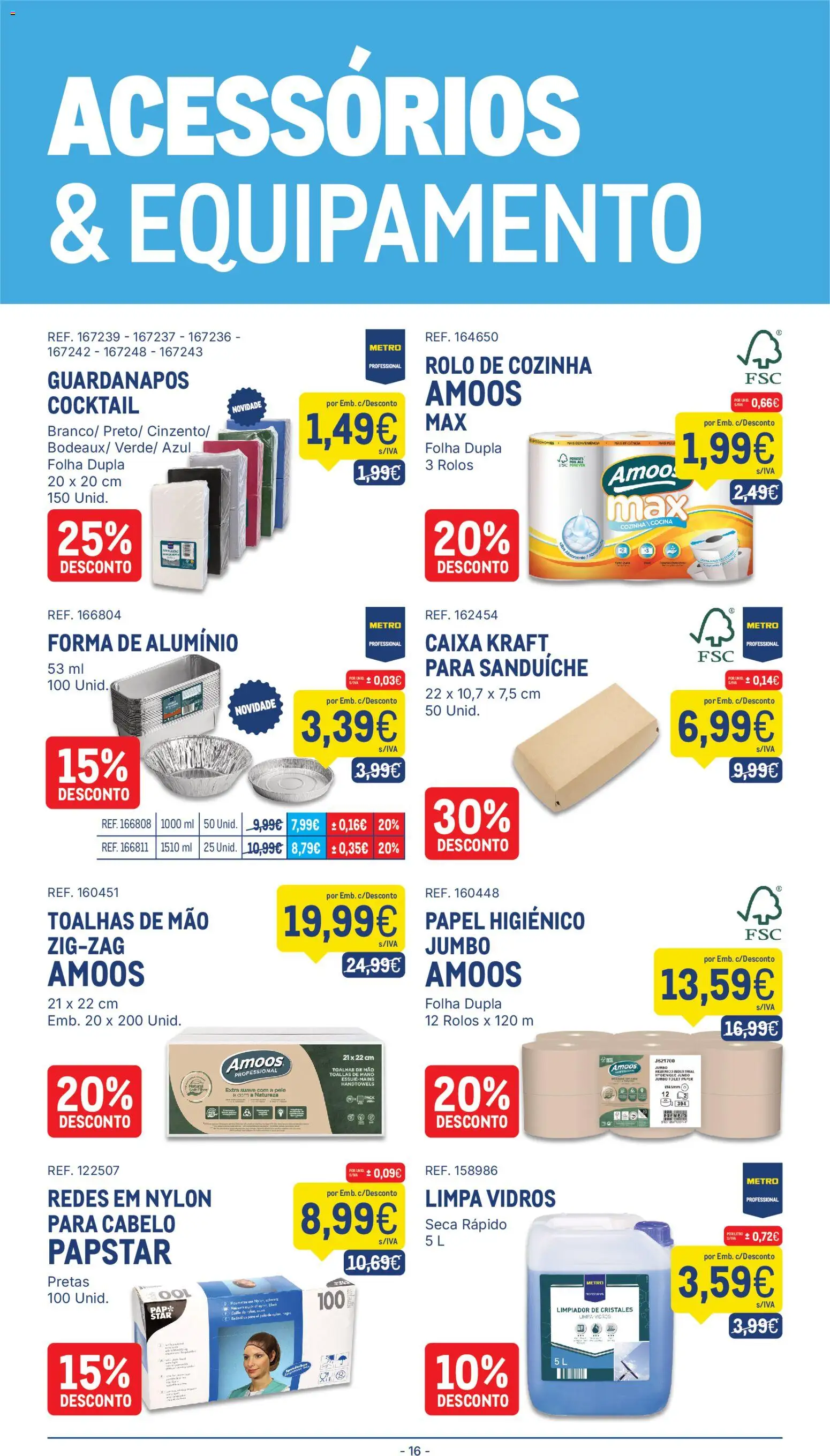 Makro Folheto │ válido de 22/09/2026 | Página: 16 | Produtos: Sanduíche, Guardanapos, Limpa vidros, Caixa