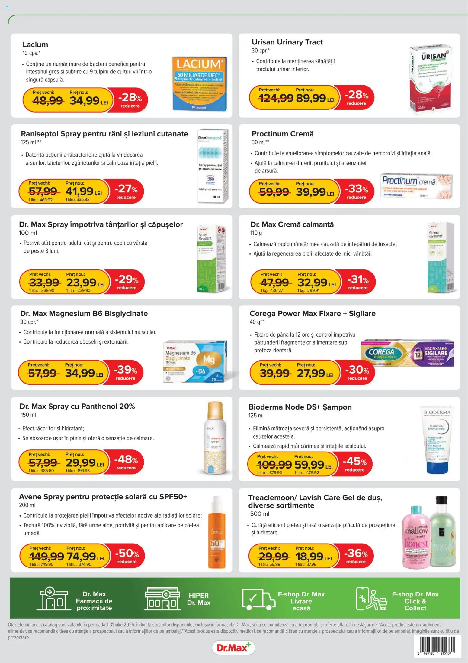 Noul catalog Dr.Max – valabil de la 01.07.2026 | Pagină: 8 | Produse: Mici, Cremă, Protecție solară, Pește