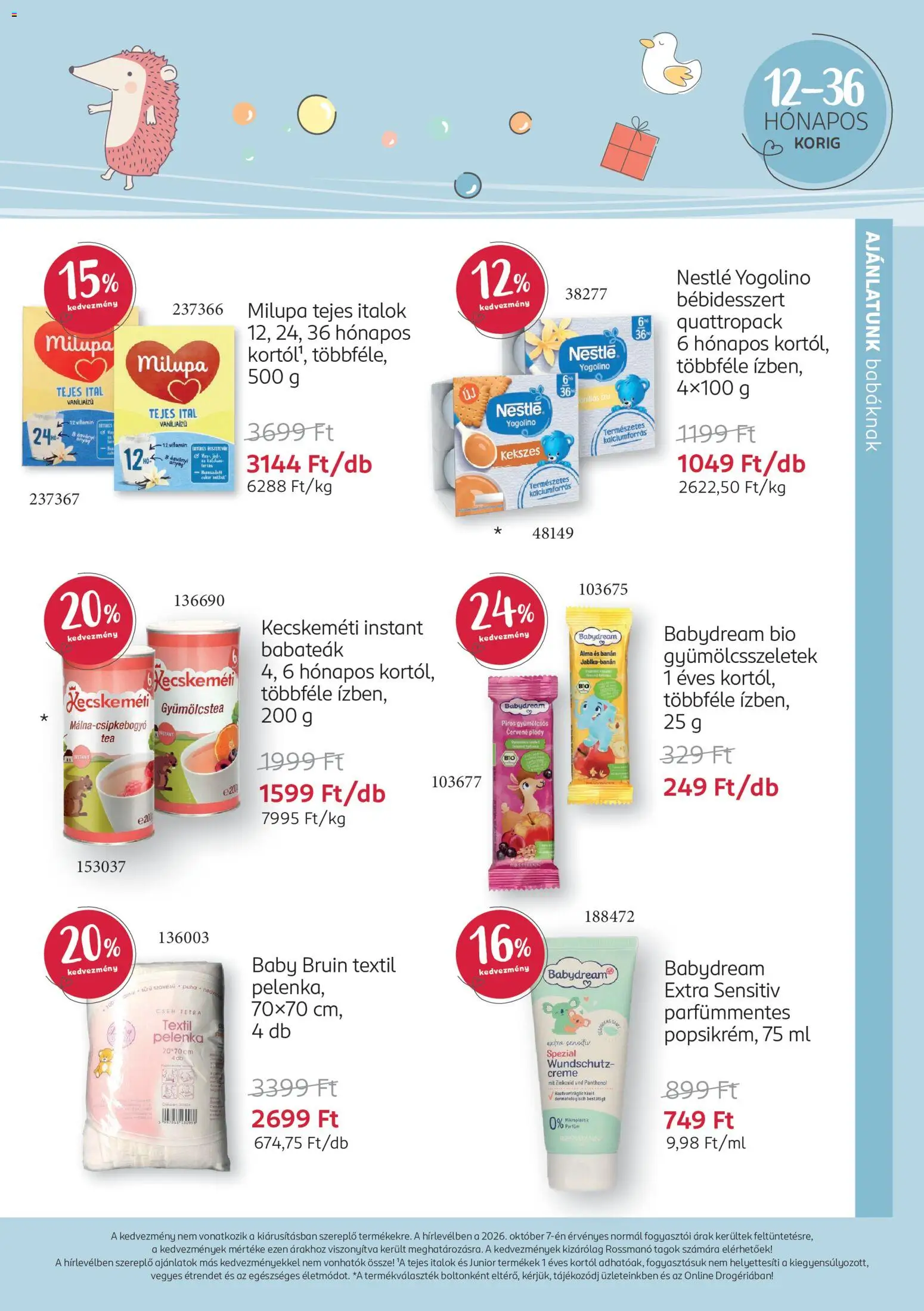 Rossmann akciós ujság - amely érvényes a következő dátumtól: 2026.10.12. | Oldal: 11 | Termékek: Nestlé, Pelenka, Gyümölcstea, Milupa