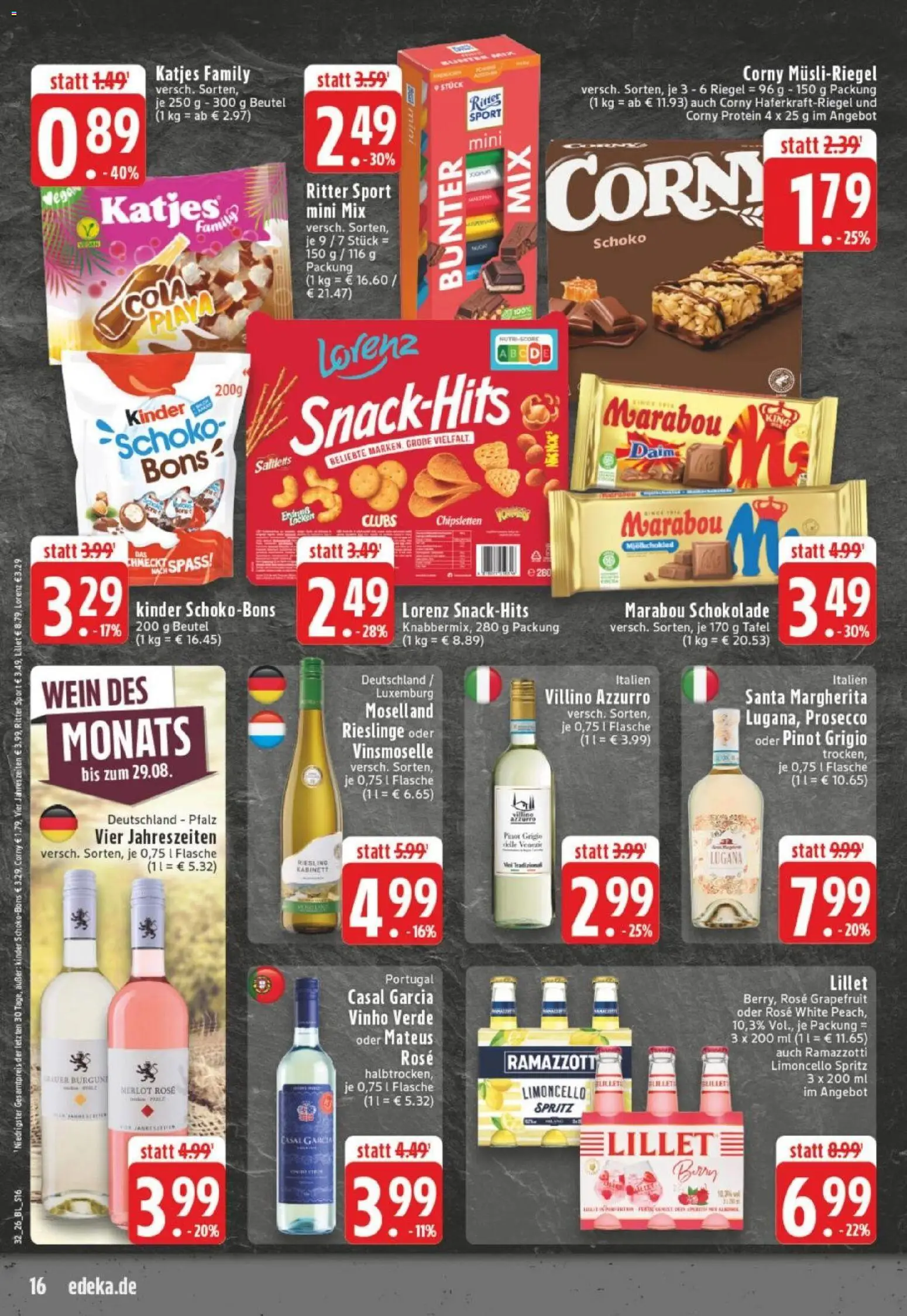 Edeka Prospekt Dortmund – gültig ab 03.08.2026 | Seite: 16 | Produkte: Schokolade, Lillet, Grapefruit, Ramazzotti