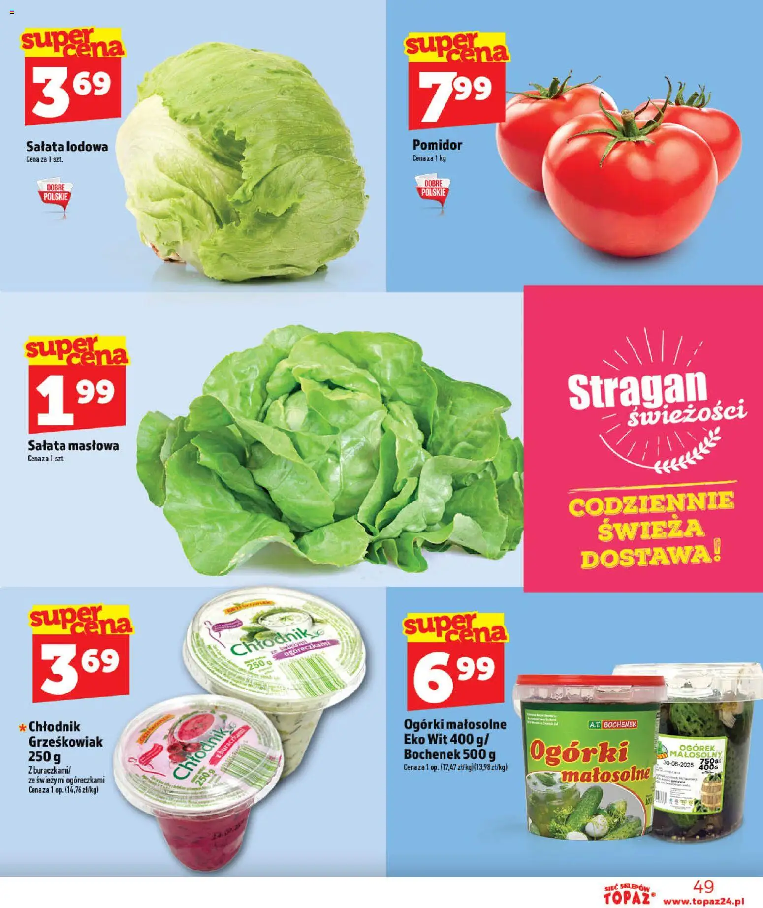 Topaz gazetka - Otwarcie Stoczek Łukowski od 30.05.2026 | Strona: 49 | Produkty: Ogórki