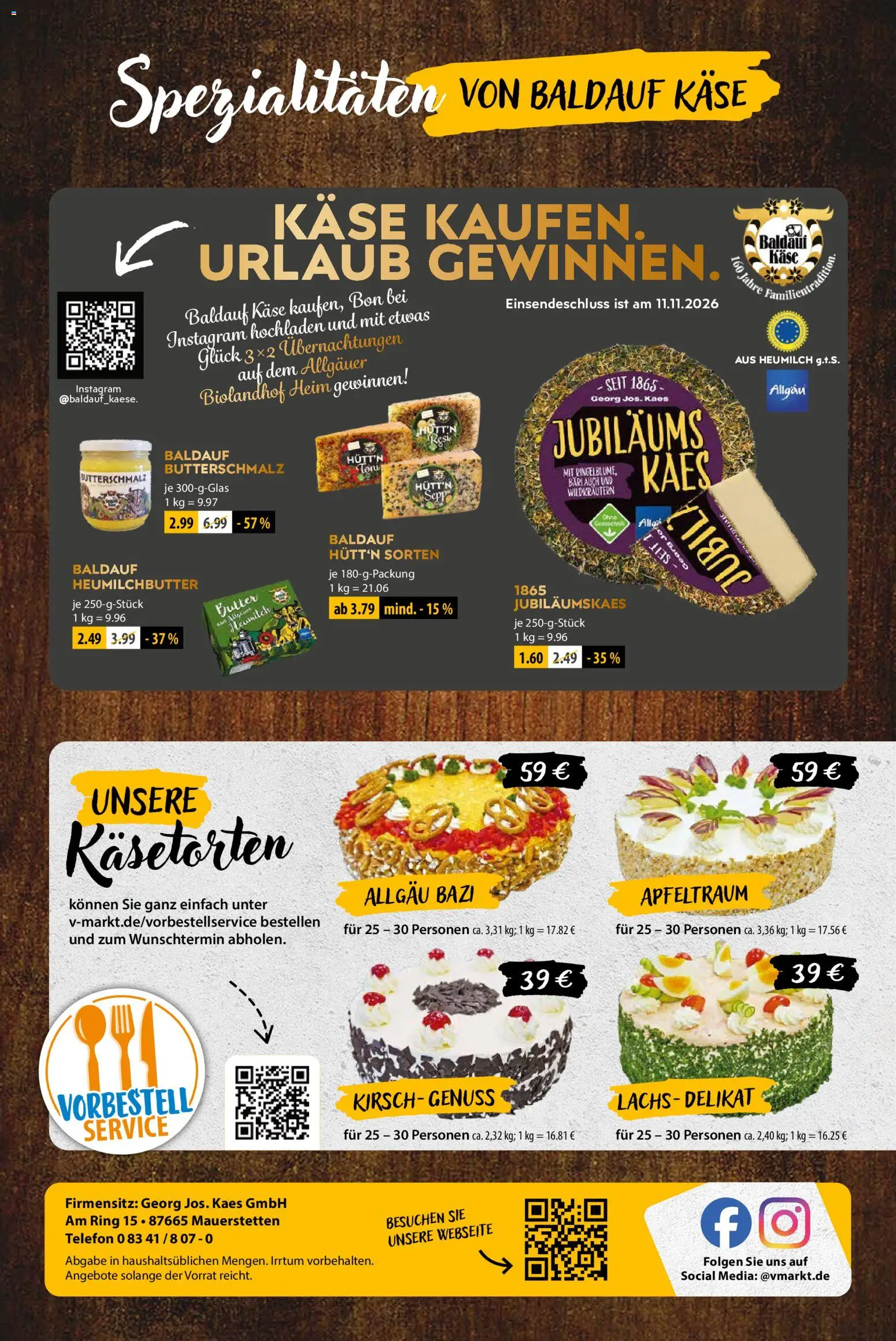 V-Markt Käsebeilage – gültig ab 29.10.2026 | Seite: 8 | Produkte: Butterschmalz, Käse, Spezialitäten, Telefon