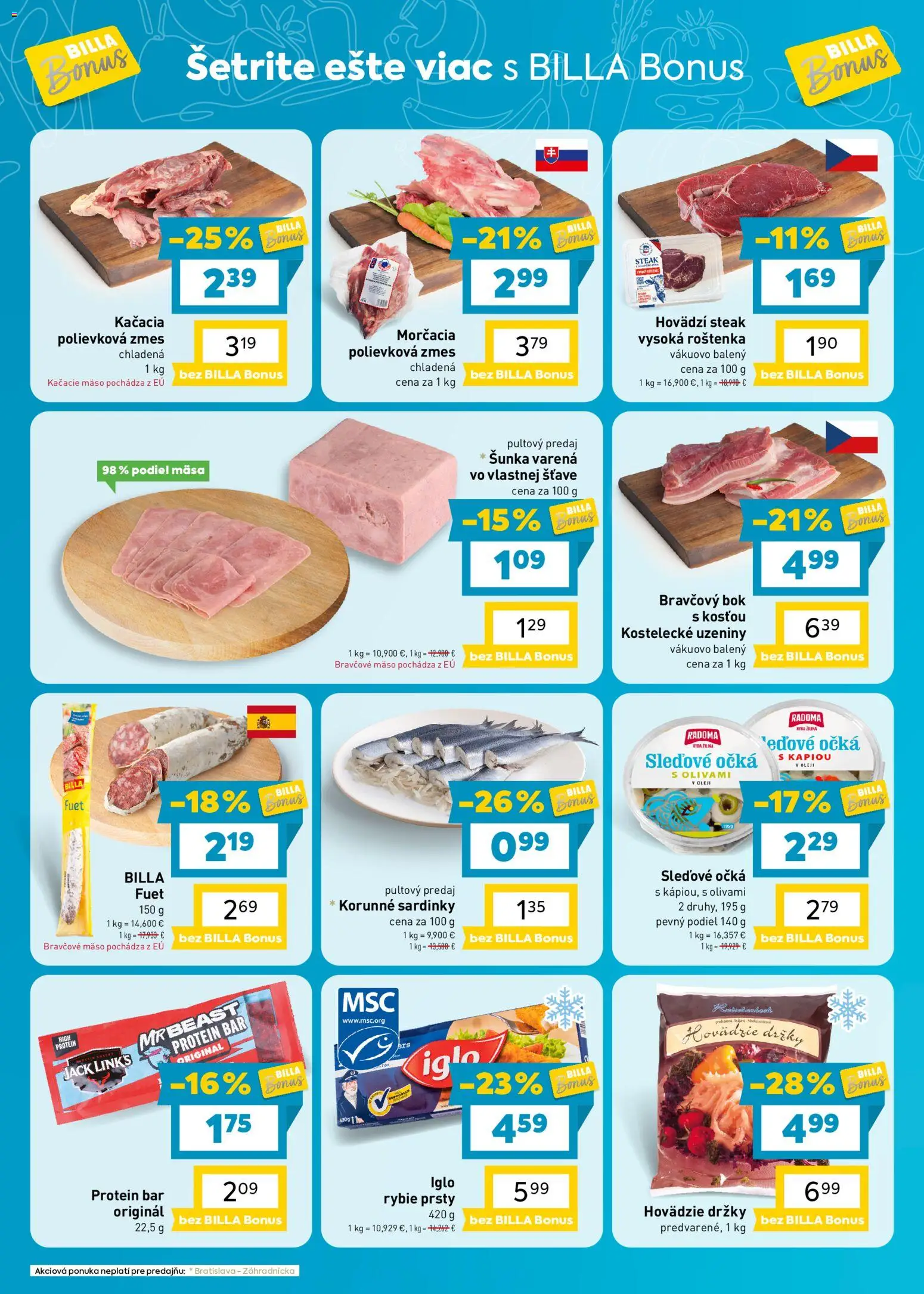 Nové Billa akcie – leták je platný od 16.09.2026 | Strana: 2 | Produkty: Šunka, Mäso, Roštenka, Držky