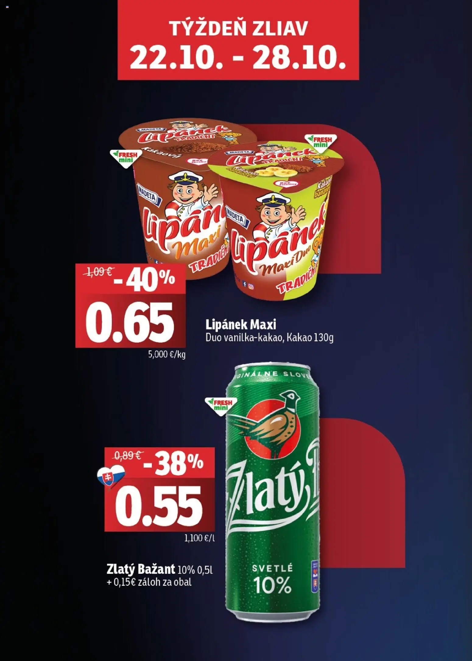 Nové Fresh akcie – leták je platný od 22.10.2026 | Strana: 2 | Produkty: Zlatý Bažant, Kakao