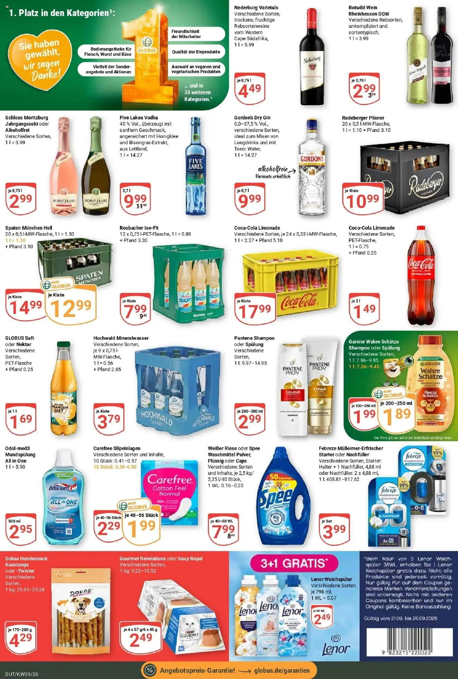 Globus Prospekt Wetzlar-Dutenhofen (ab 21.09.2026) » Angebote online | Seite: 5 | Produkte: Lenor, Limonade, Saft, Radeberger pilsner