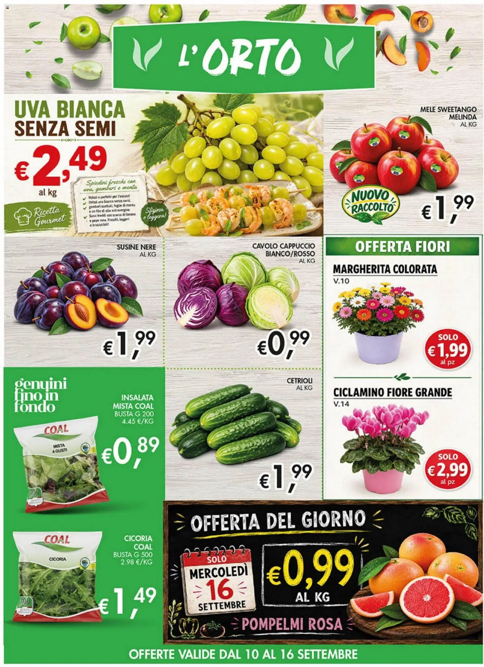 Volantino Coal del 10/09/2026 | Pagina: 6 | Prodotti: Gamberi, Cappuccio, Spiedini, Cavolo cappuccio