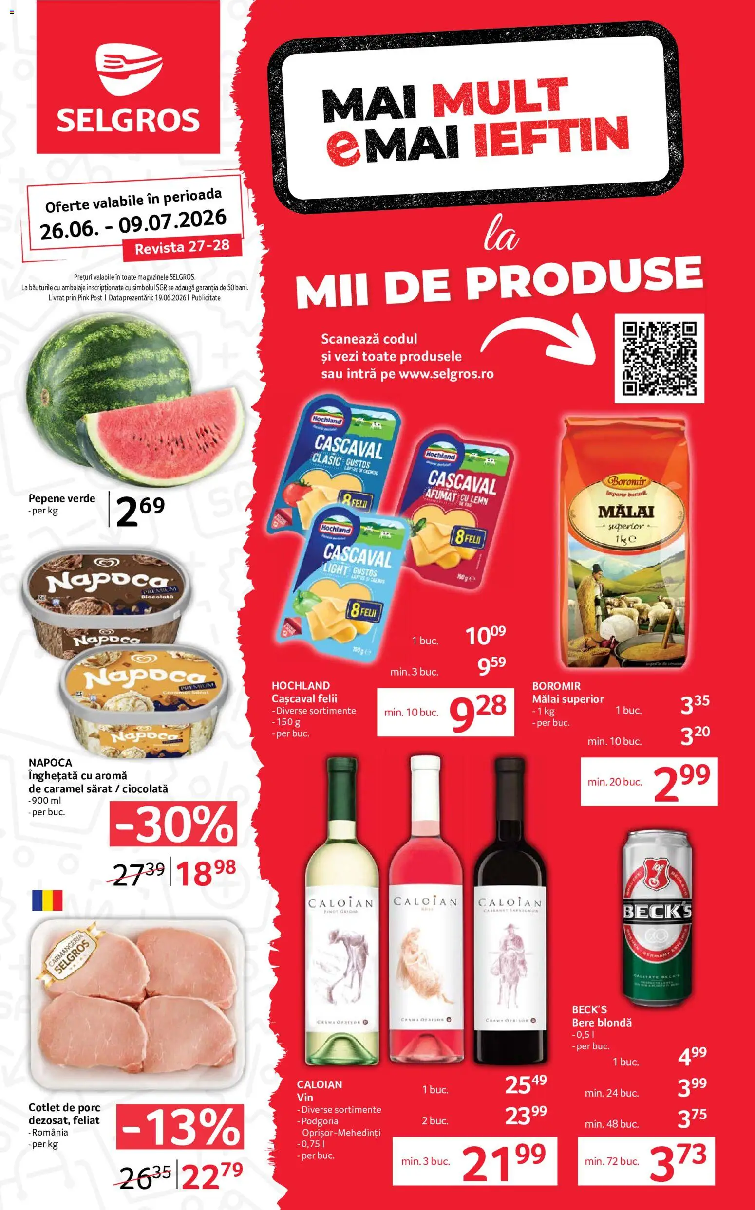 Noul catalog Selgros – valabil de la 26.06.2026 | Pagină: 1 | Produse: Lait de coco, Cașcaval, Bere, Înghețată