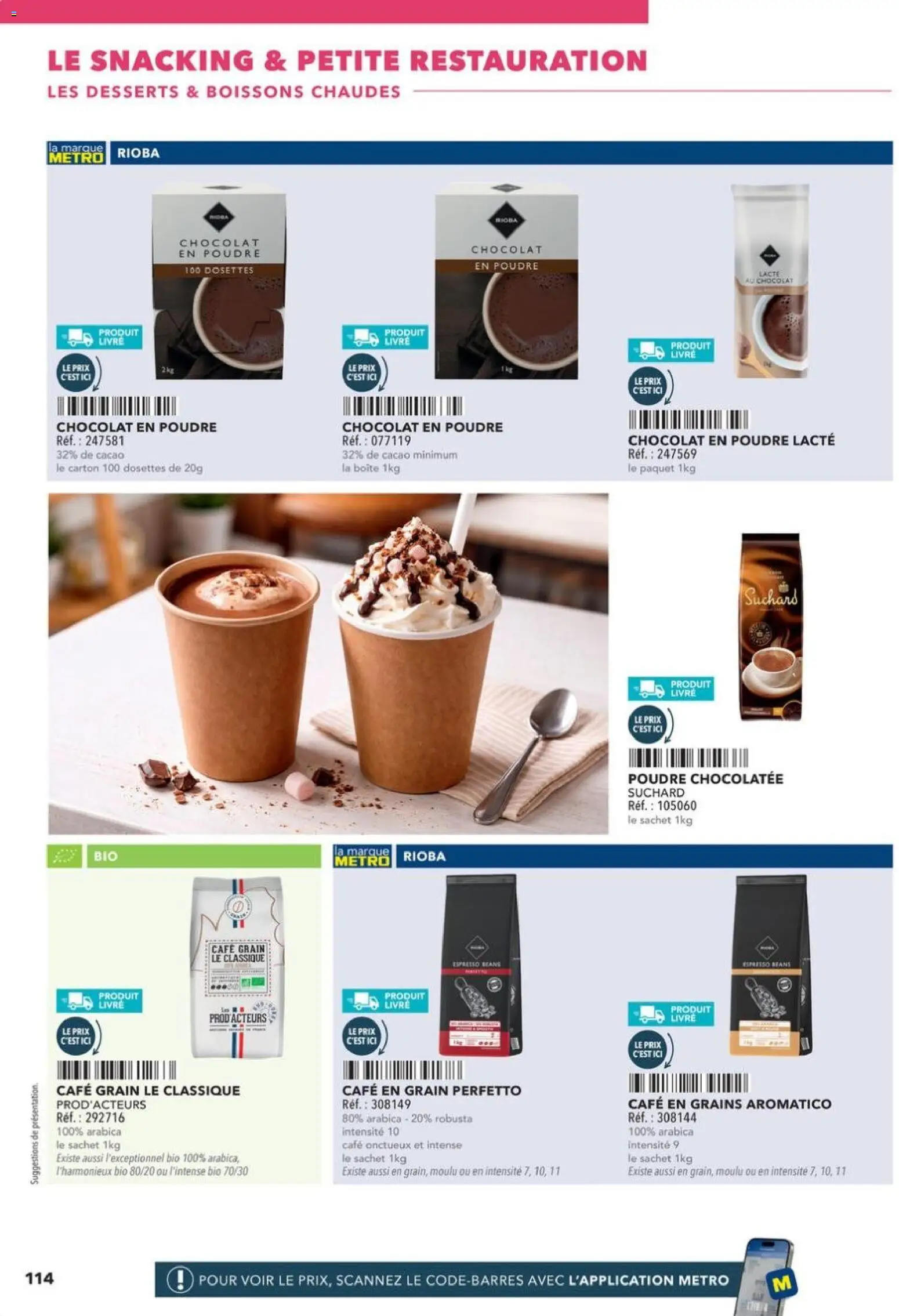 {H1} | Page: 114 | Produits: Café en grains, Café en grain, Chocolat en poudre, Chocolat