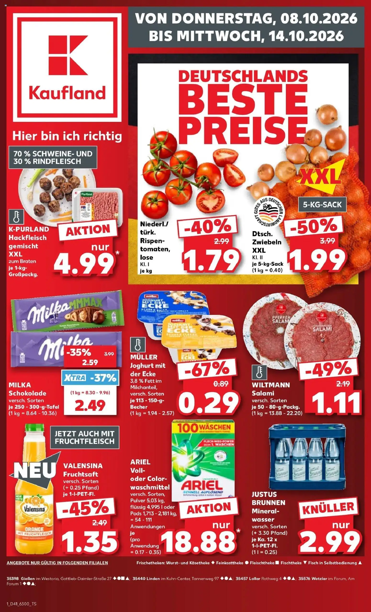 Prospekt Kaufland ab 08.10.2026 » Angebote Online zum Blättern | Seite: 1 | Produkte: Joghurt, Schokolade, Valensina, Rindfleisch
