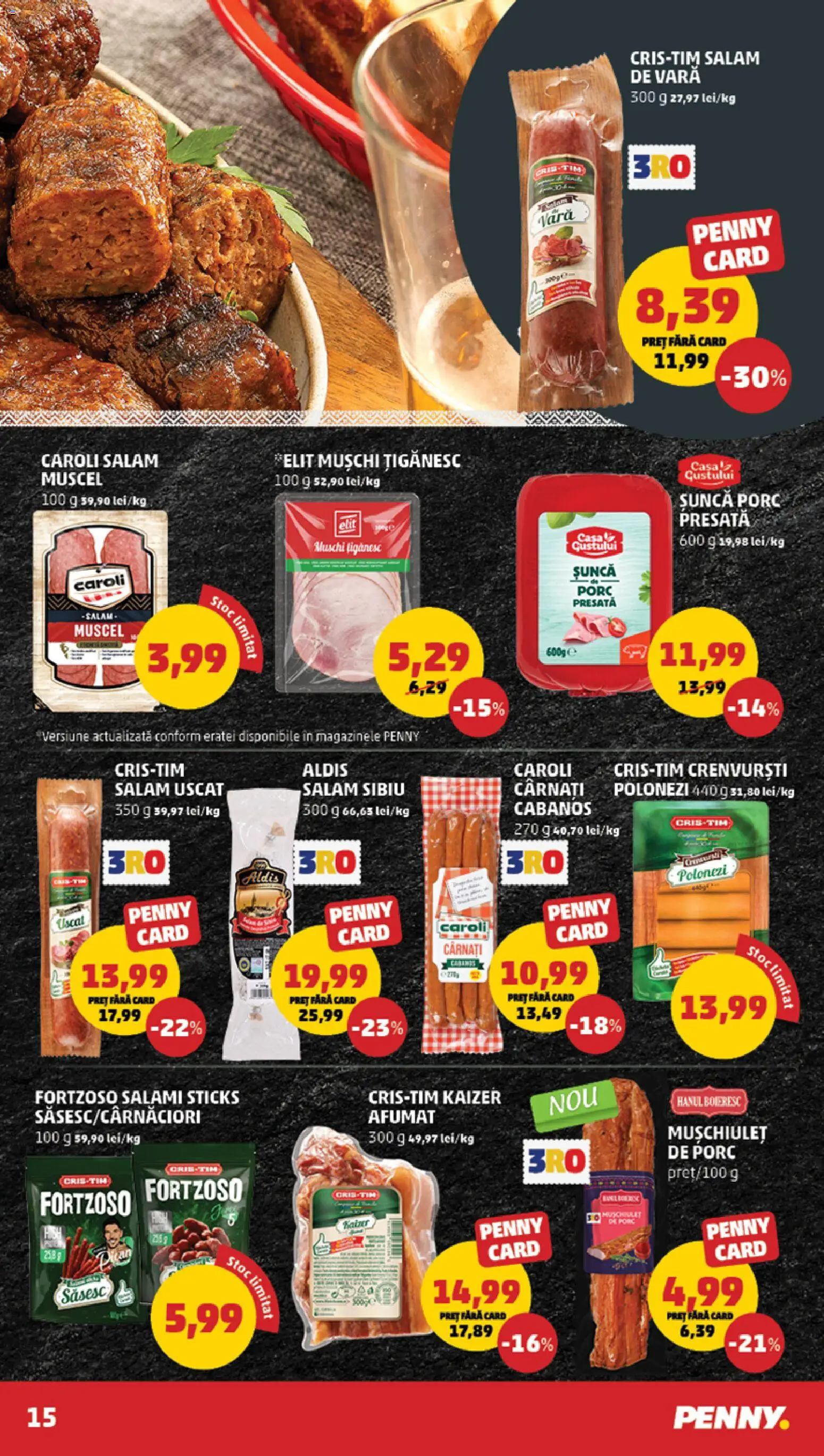 Noul catalog PENNY – valabil de la 15.07.2026 | Pagină: 15 | Produse: Muschi tiganesc, Cabanos, Mușchi, Cârnați