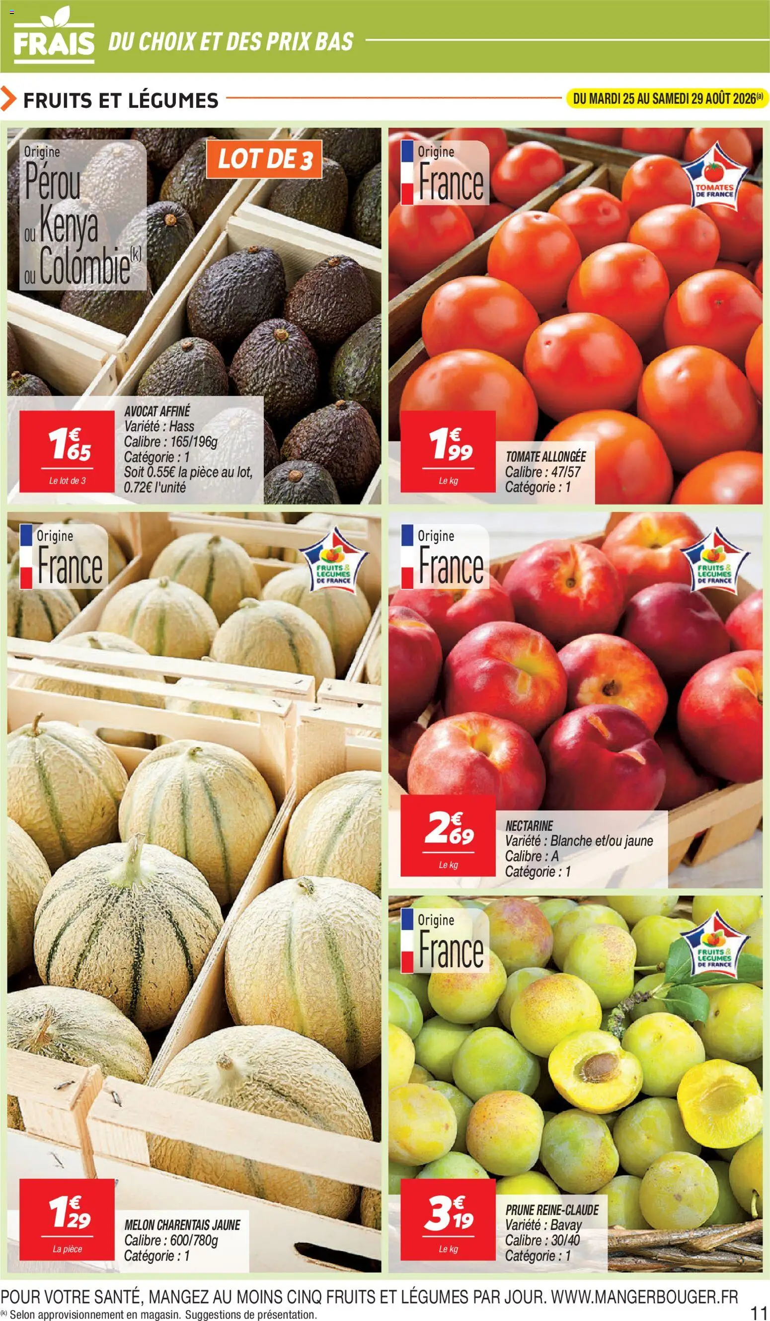 {H1} | Page: 11 | Produits: Melon, Nectarine, Prune, Tomate