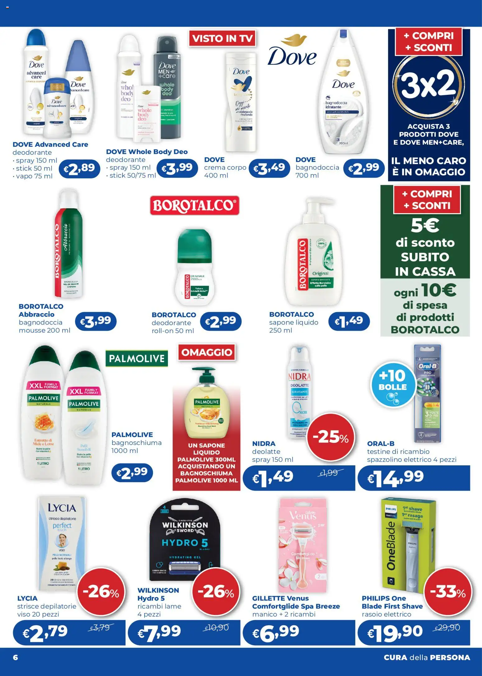 Volantino Acqua e Sapone del 03/08/2026 | Pagina: 6 | Prodotti: Sapone, Latte, TV, Rasoio elettrico