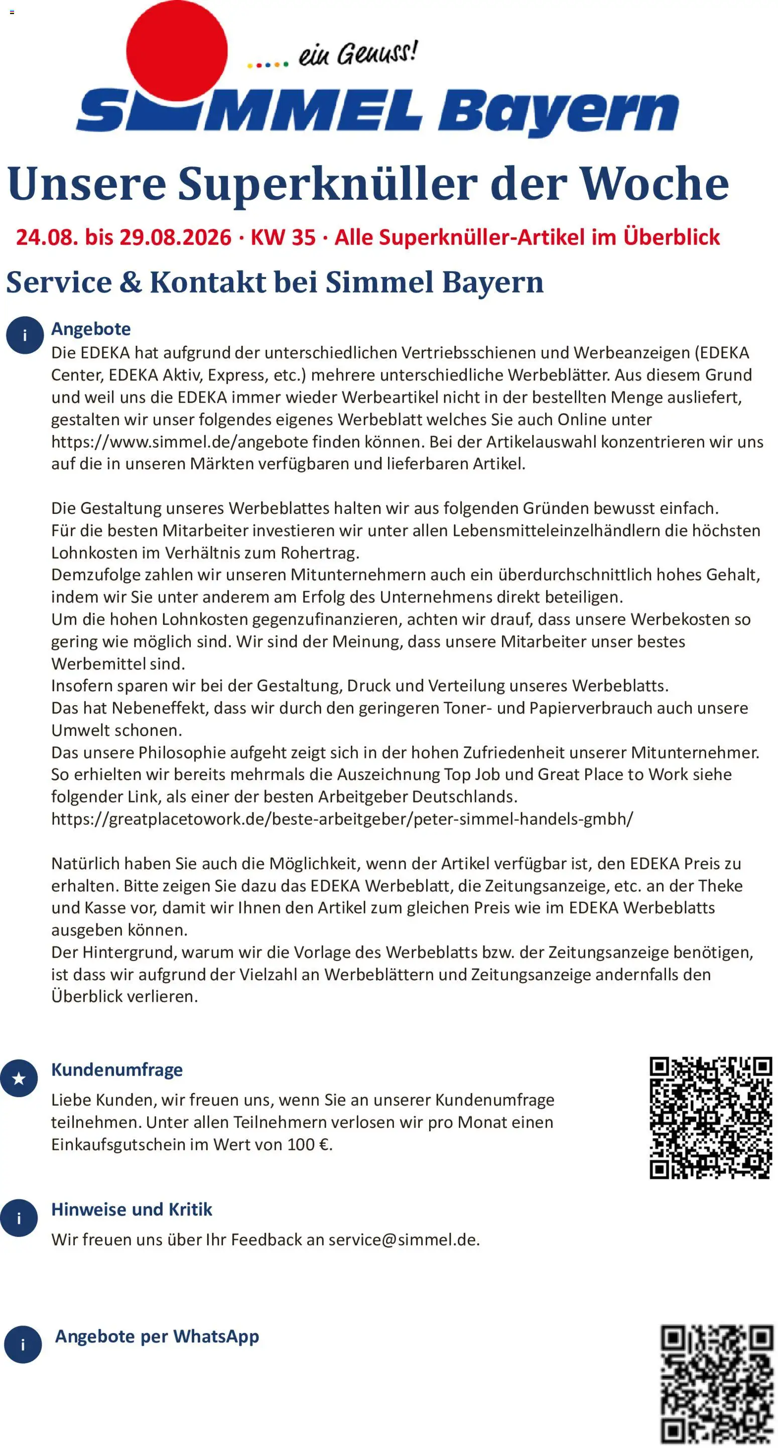 Simmel Bayern – gültig ab 24.08.2026 | Seite: 1 | Produkte: Top, Toner, Theke