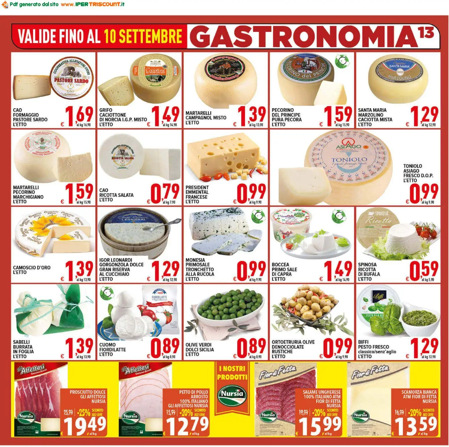 Volantino Ipertriscount del 02/09/2026 | Pagina: 13 | Prodotti: Arrosto, Rucola, Ricotta, Pecorino