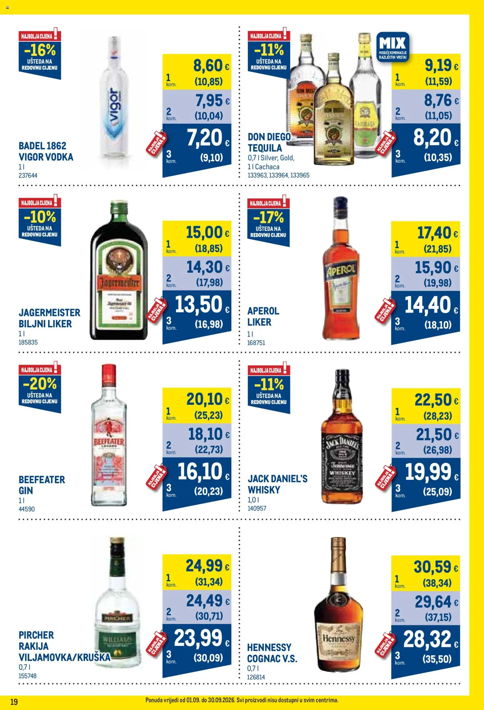 Metro katalog | vrijedi od 01.09.2026 | Stranica: 19 | Proizvodi: Whisky, Rakija, Badel, Vodka