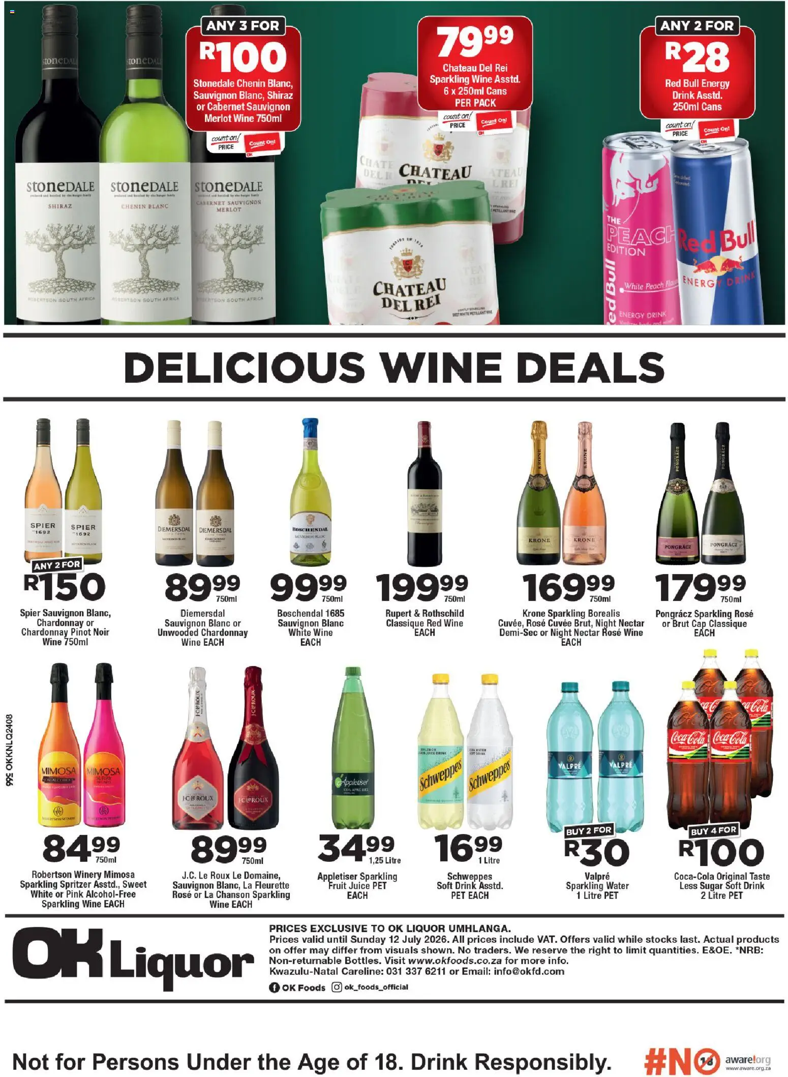 New OK Foods catalogue – valid from 02/07/2026 | Page: 4 | Products: Cap, Wine, Water, Peach