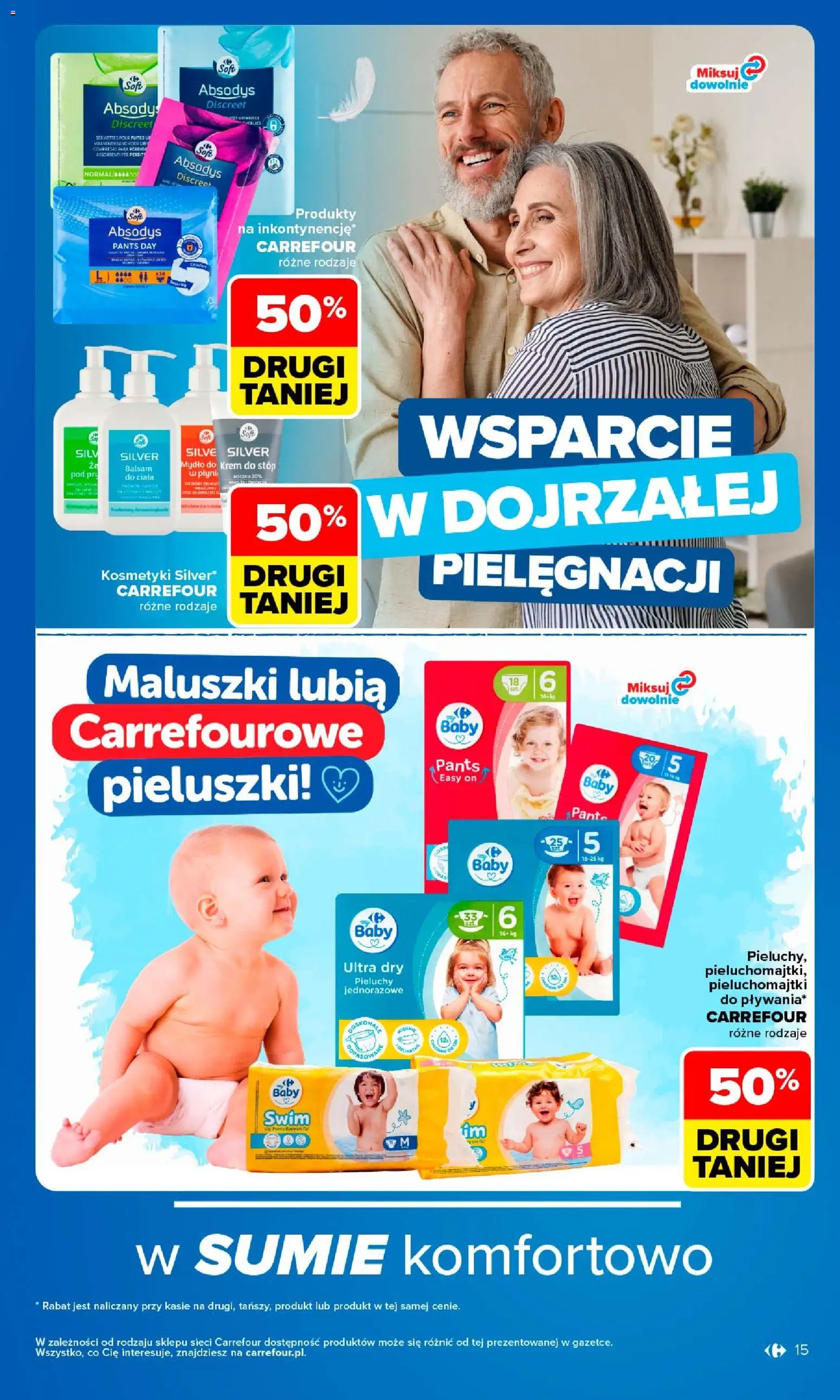 Carrefour gazetka - Najlepsza jakość i cena od 24.08.2026 | Strona: 15 | Produkty: Balsam do ciała, Pieluchomajtki, Krem, Krem do stóp