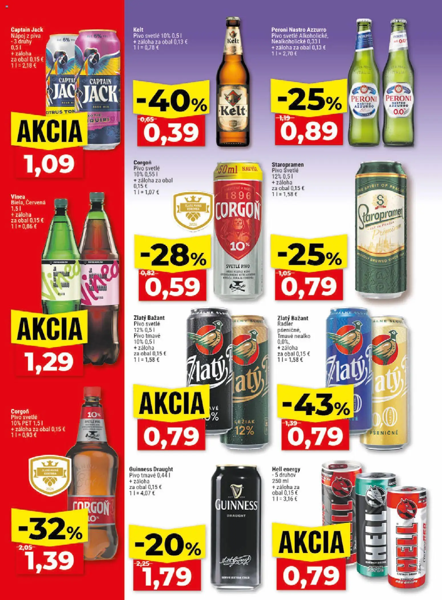 Nové Klas akcie – leták je platný od 20.07.2026 | Strana: 23 | Produkty: Kelt, Radler, Staropramen, Corgoň