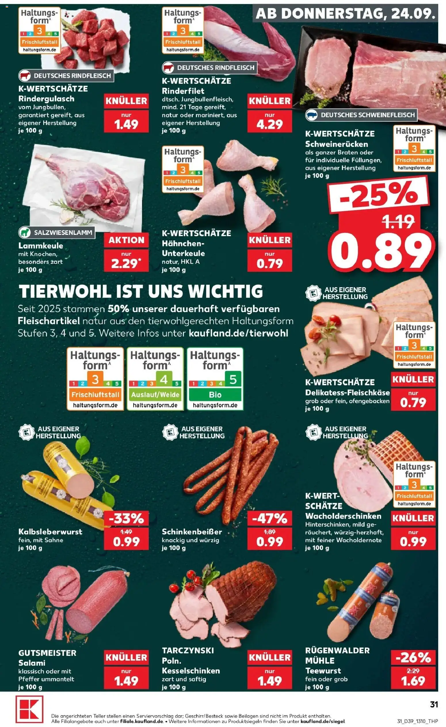 Prospekt Kaufland ab 21.09.2026 » Angebote Online zum Blättern | Seite: 43 | Produkte: Rindergulasch, Schweinerucken, Rindfleisch, Sahne