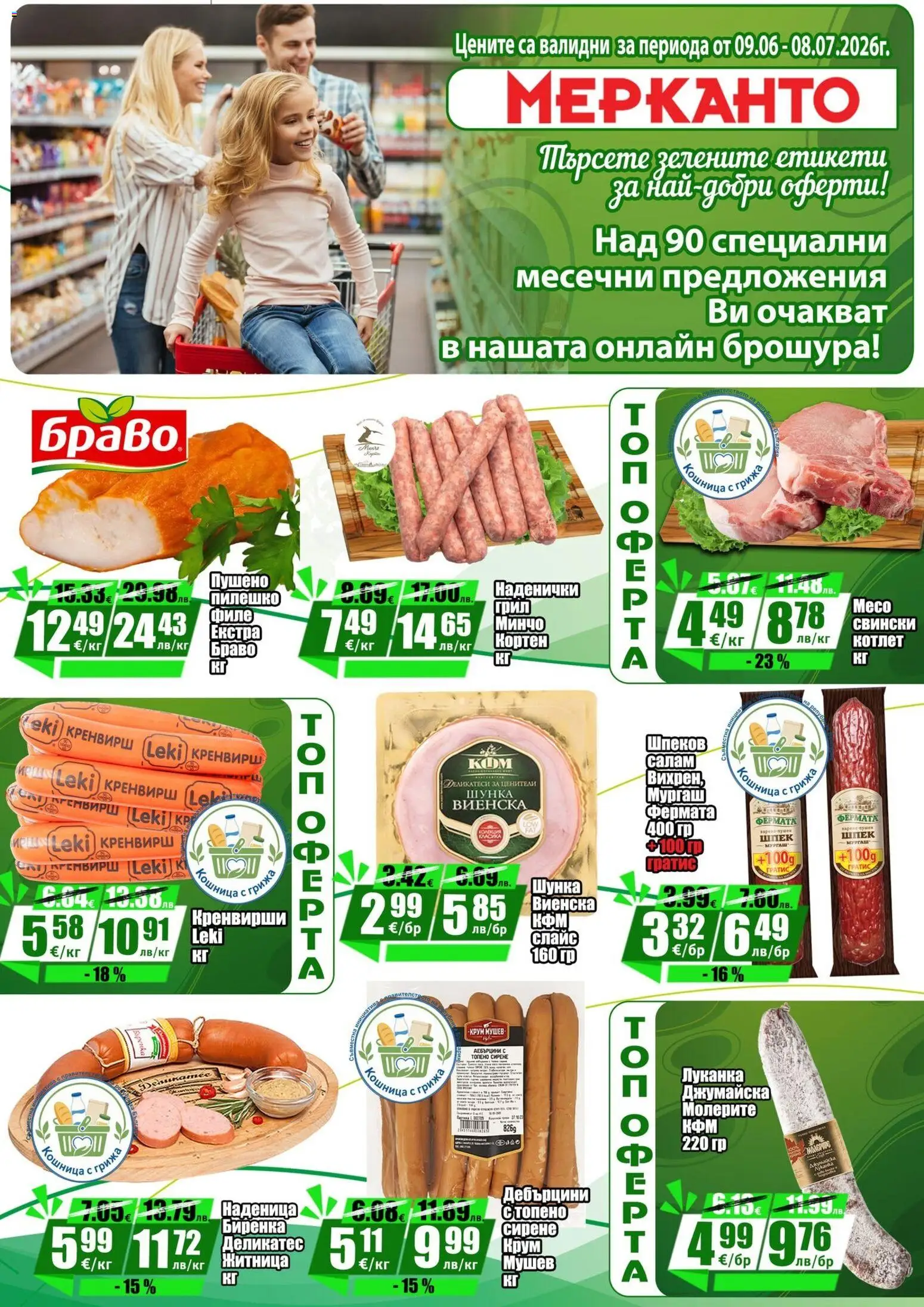 {H1} | Страница: 1 | Продукти: Шунка, Сирене, Филе, Кренвирши