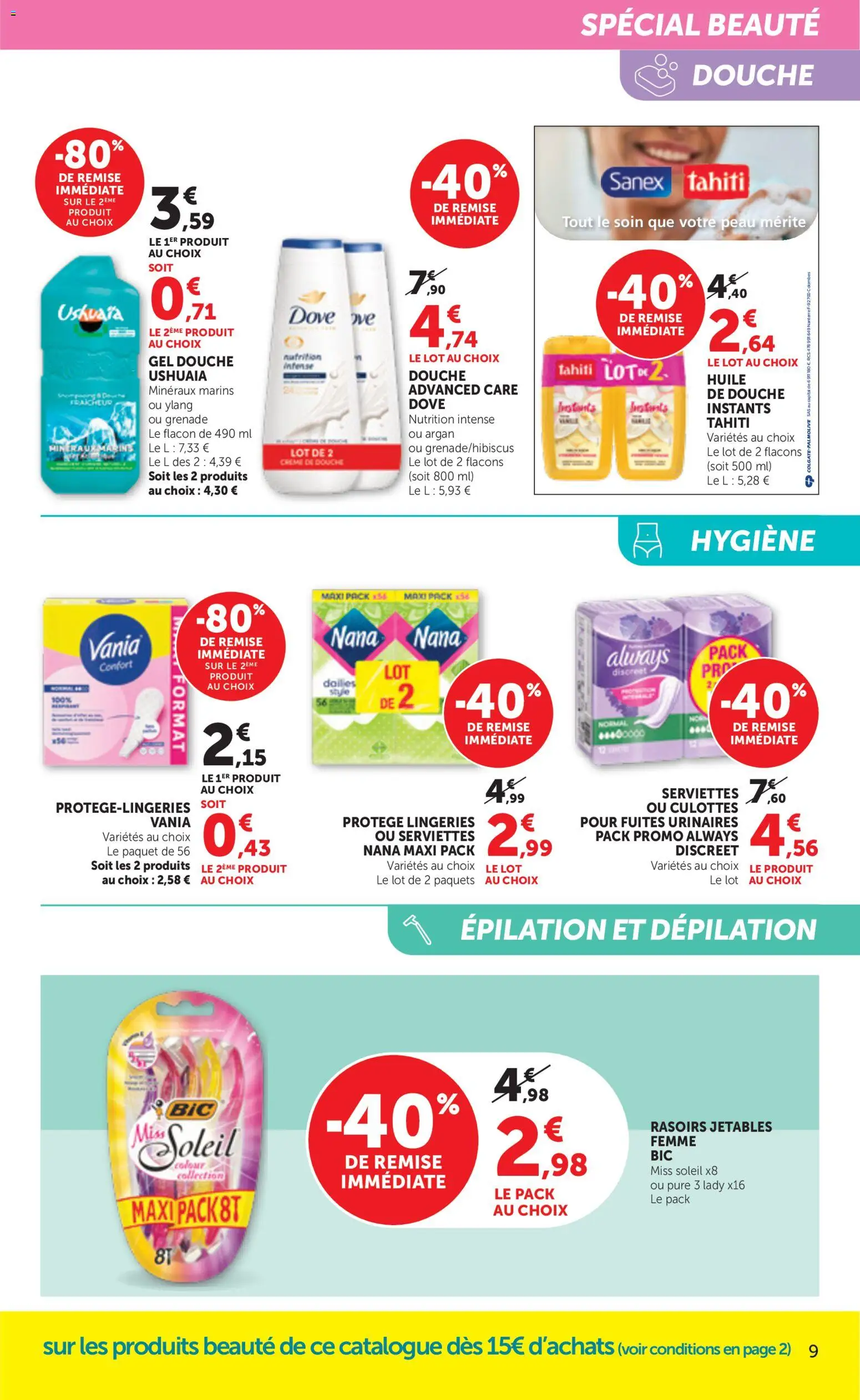 {H1} | Page: 9 | Produits: Always, Gel douche, Hygiène, Crème