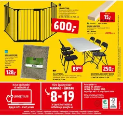Forhåndsvisning av Jem & Fix kundeavis gyldig fra 25/10/2026 | Side: 20 | Produkter: Sammenleggbart bord, Solsikkefrø, Bord, Klappstol