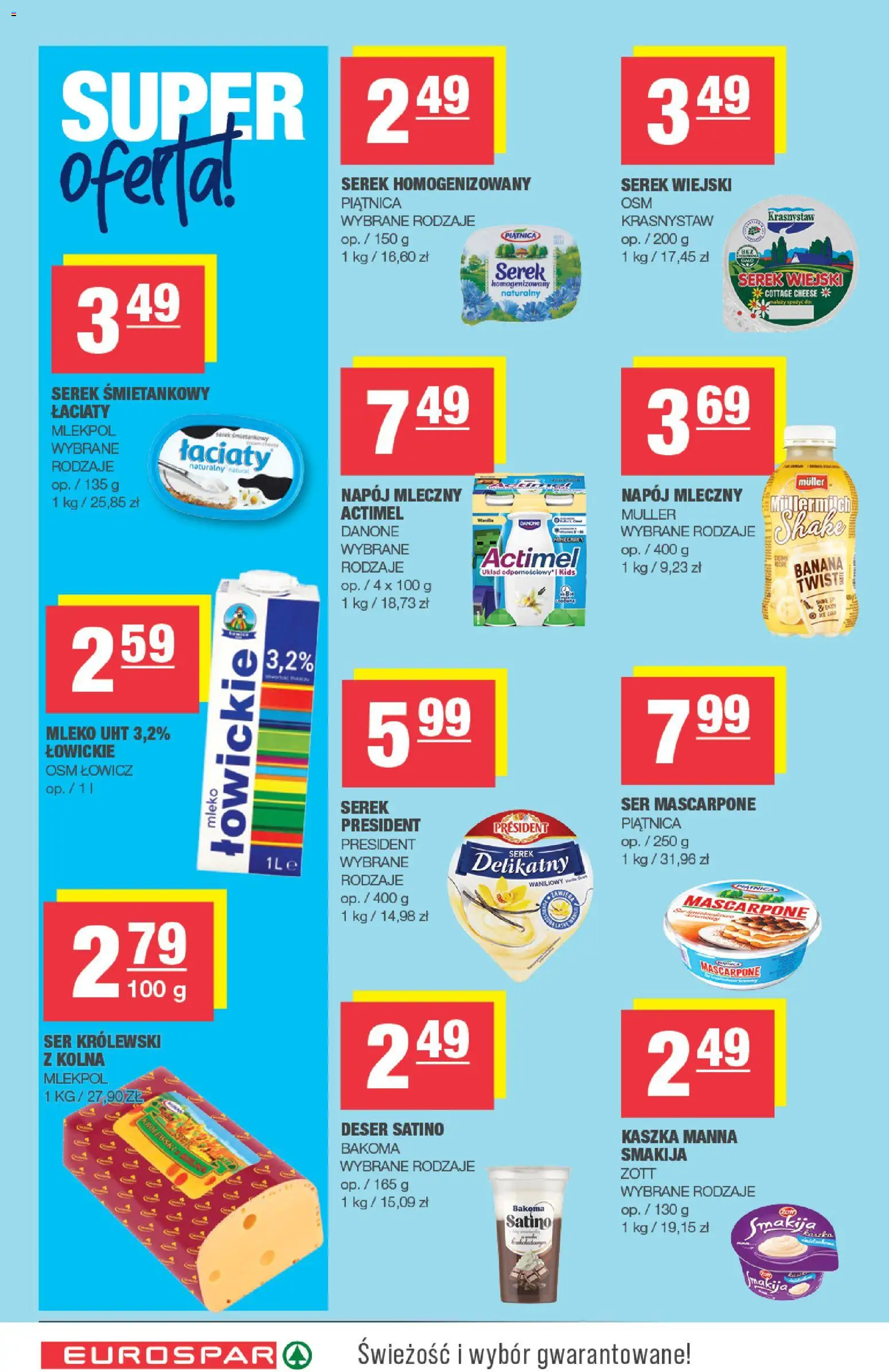 Spar gazetka - Eurospar od 09.09.2026 | Strona: 4 | Produkty: Deser, Napój mleczny, Ser, Ser mascarpone