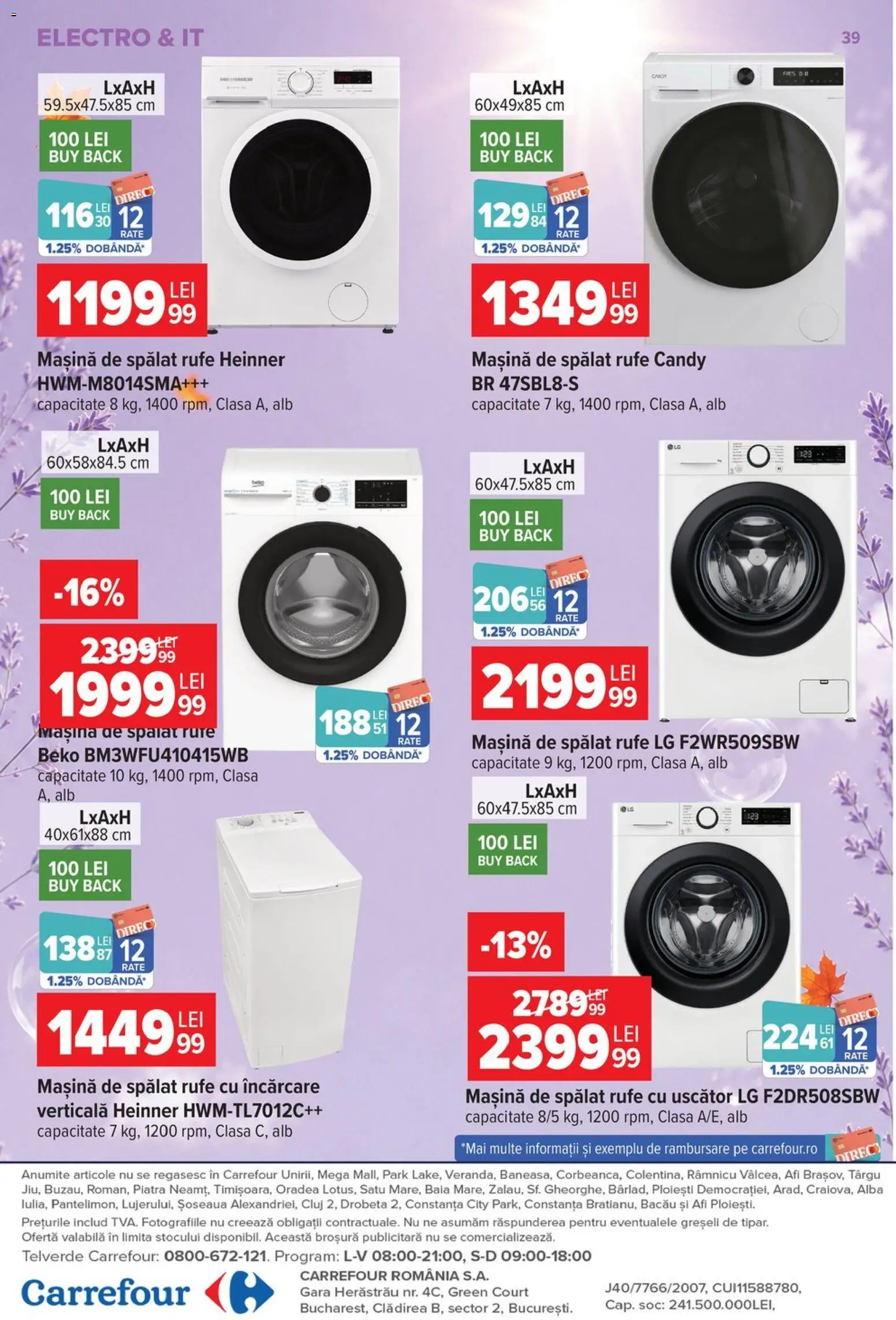 Noul catalog Carrefour – valabil de la 30.09.2026 | Pagină: 39 | Produse: Alba, Mașină De Spălat, Uscător