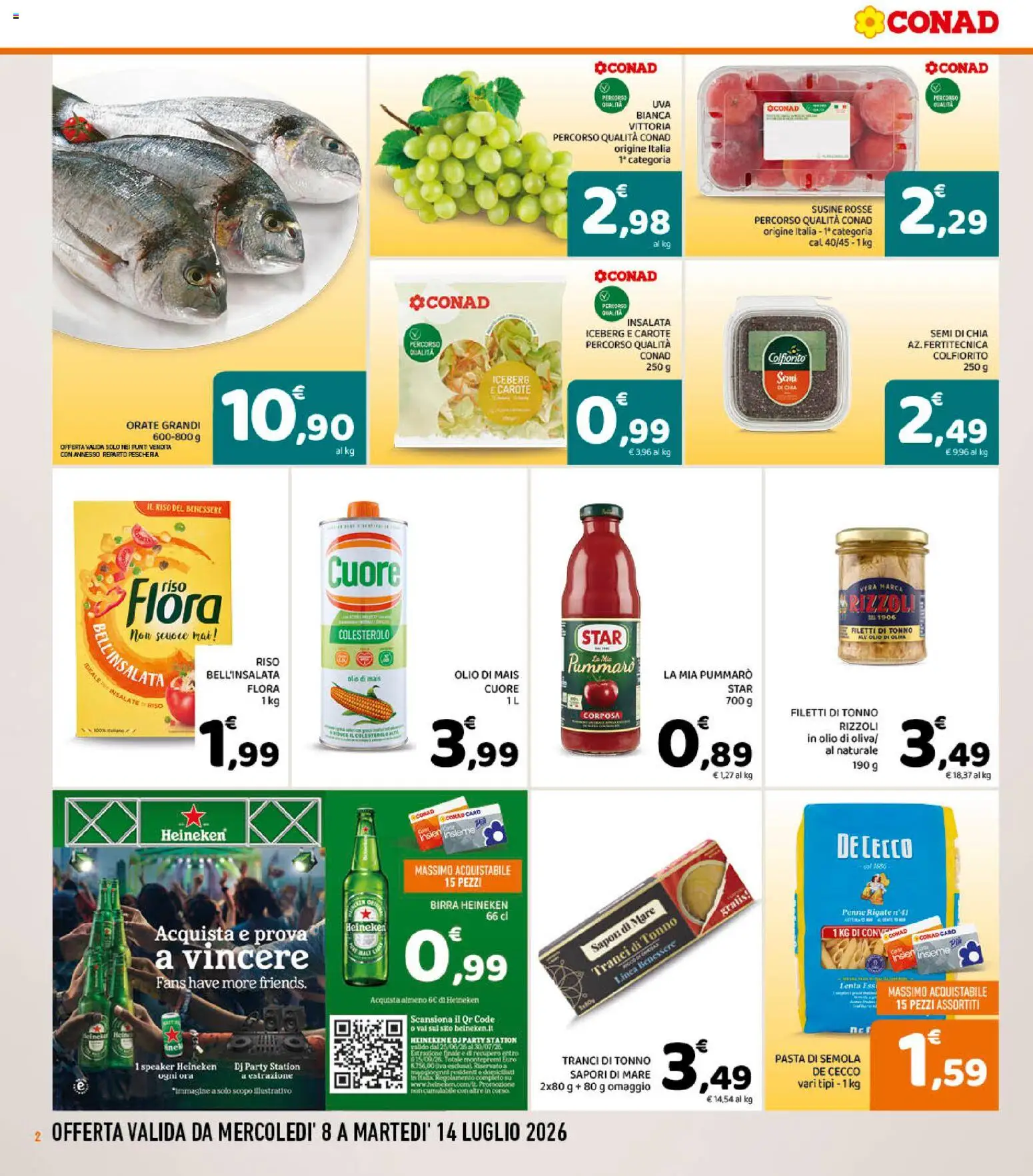 Volantino Conad del 08/07/2026 | Pagina: 2 | Prodotti: Birra, Insalata, Olio, Pasta