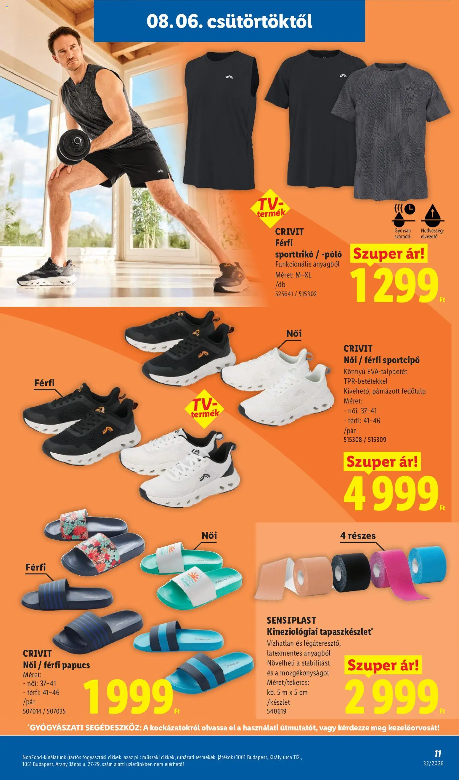 Lidl akciós ujság - amely érvényes a következő dátumtól: 2026.08.06. | Oldal: 11 | Termékek: Papucs, Sportcipő, Játékok
