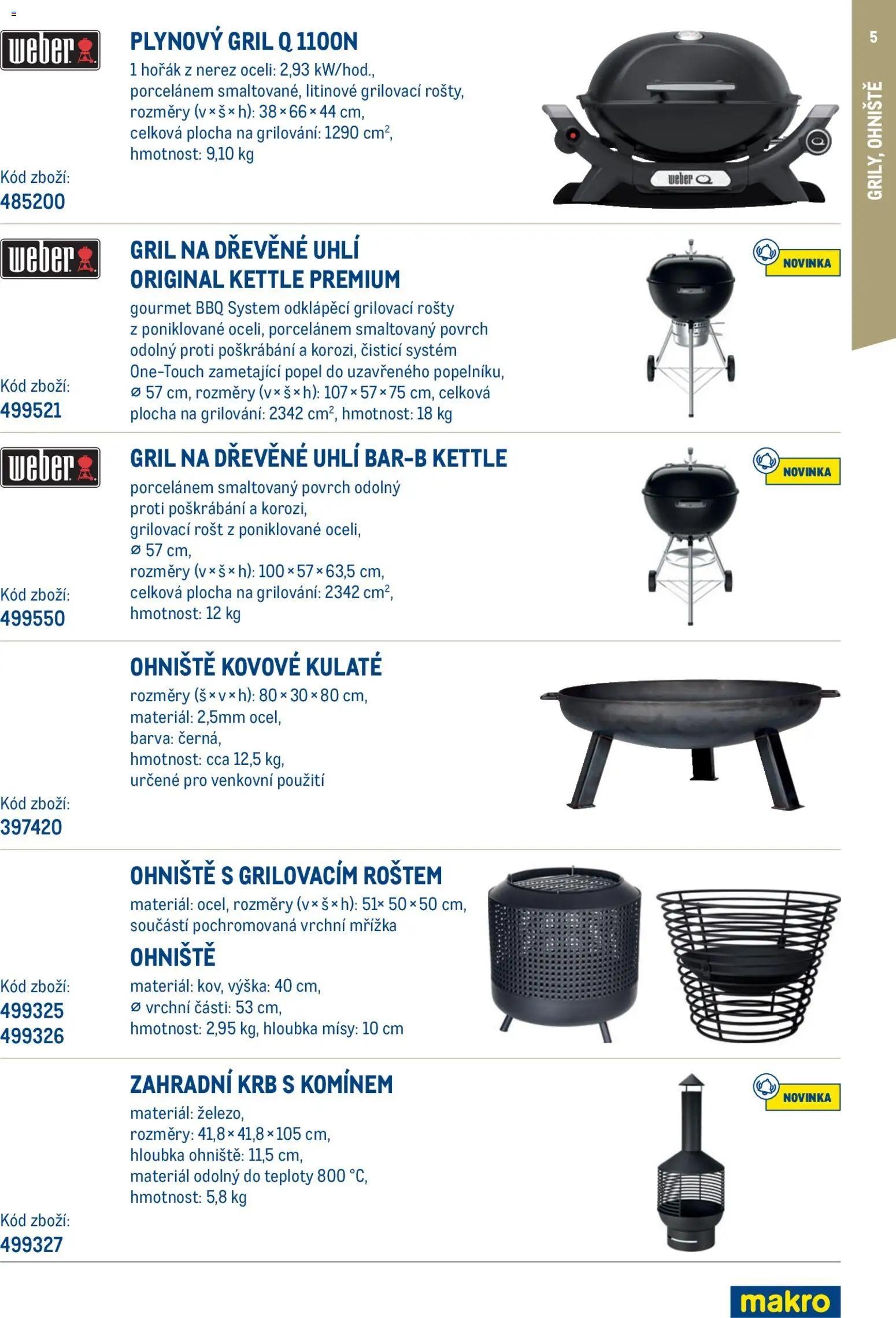 Makro leták - Venkovní vybavení od 05.03.2026 | Strana: 5 | Produkty: Grilování, Gourmet, Dřevěné uhlí, Gril
