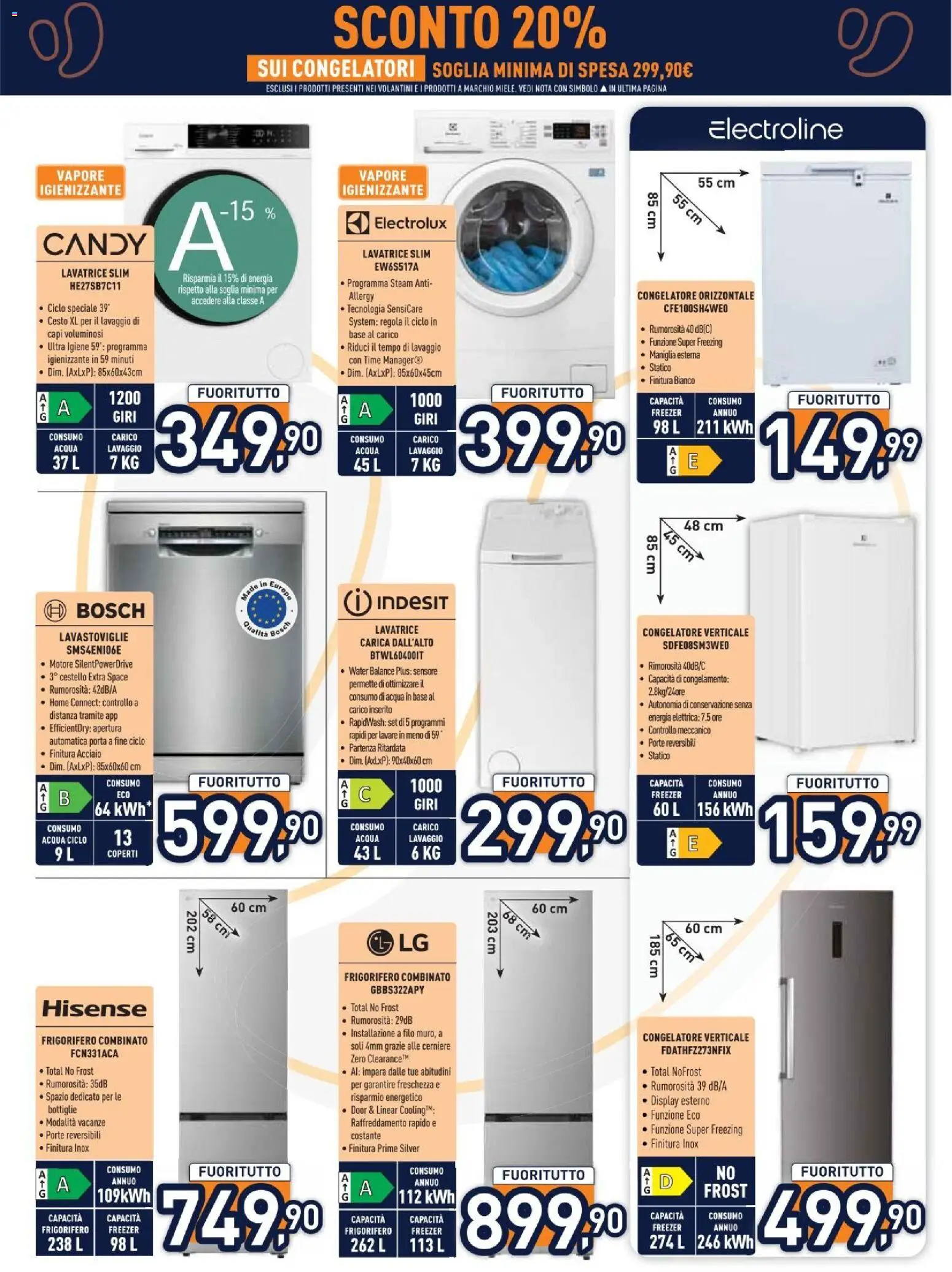 Volantino Unieuro del 10/08/2026 | Pagina: 20 | Prodotti: Porta, Freezer, Lavatrice, Frigorifero