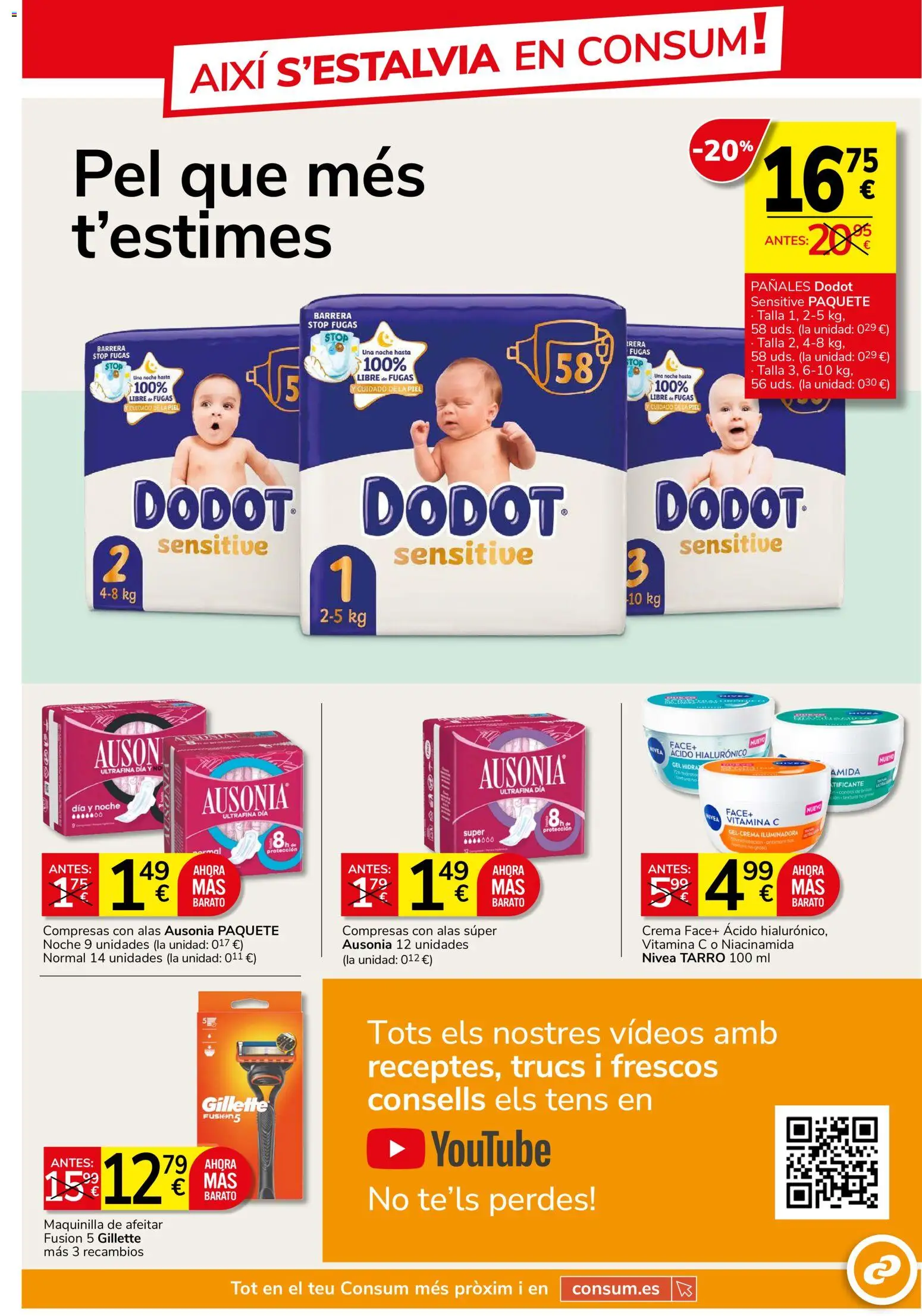 Consum folleto │ válido desde el 24/09/2026 | Página: 21 | Productos: Compresas con alas, Crema, Compresas, Pañales