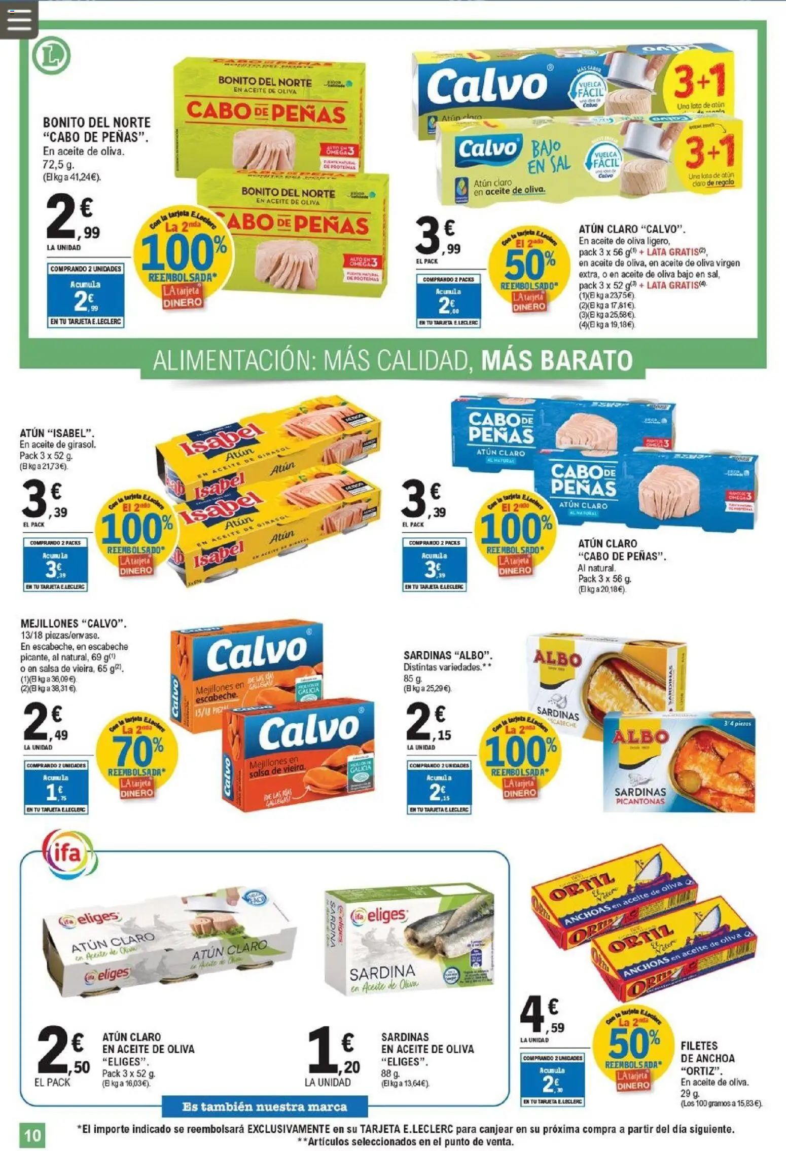 E.Leclerc folleto │ válido desde el 11/03/2026 | Página: 10 | Productos: Aceite, Aceite de oliva, Aceite de girasol, Atún claro