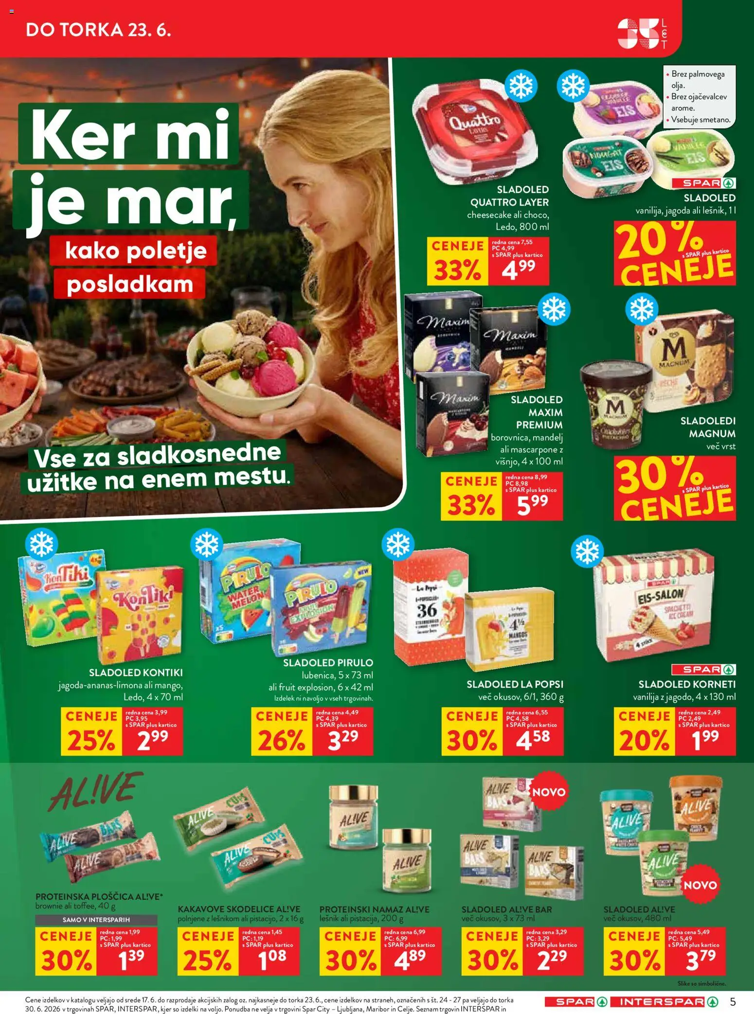 Novi Spar katalog ponudbe – veljaven od 17.06.2026 | Stran: 5 | Izdelki: Namaz, Sladoled