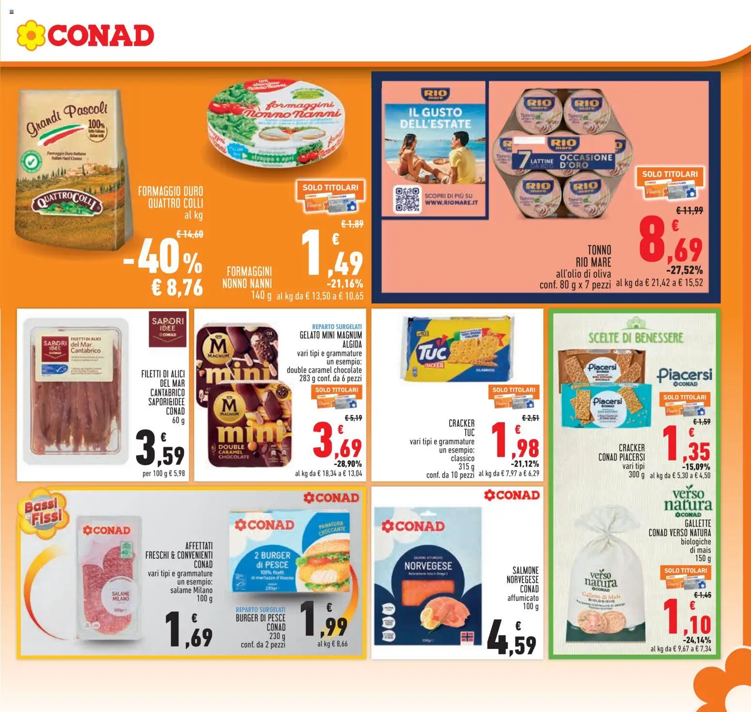 Volantino Conad del 27/08/2026 | Pagina: 15 | Prodotti: Gelato, Mais, Alici, Formaggio duro