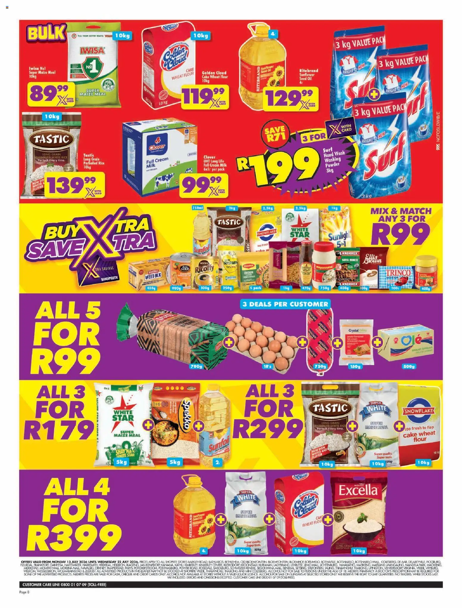 New Shoprite catalogue – valid from 13/07/2026 | Page: 8 | Products: Cake, Flour, Powder, Rice