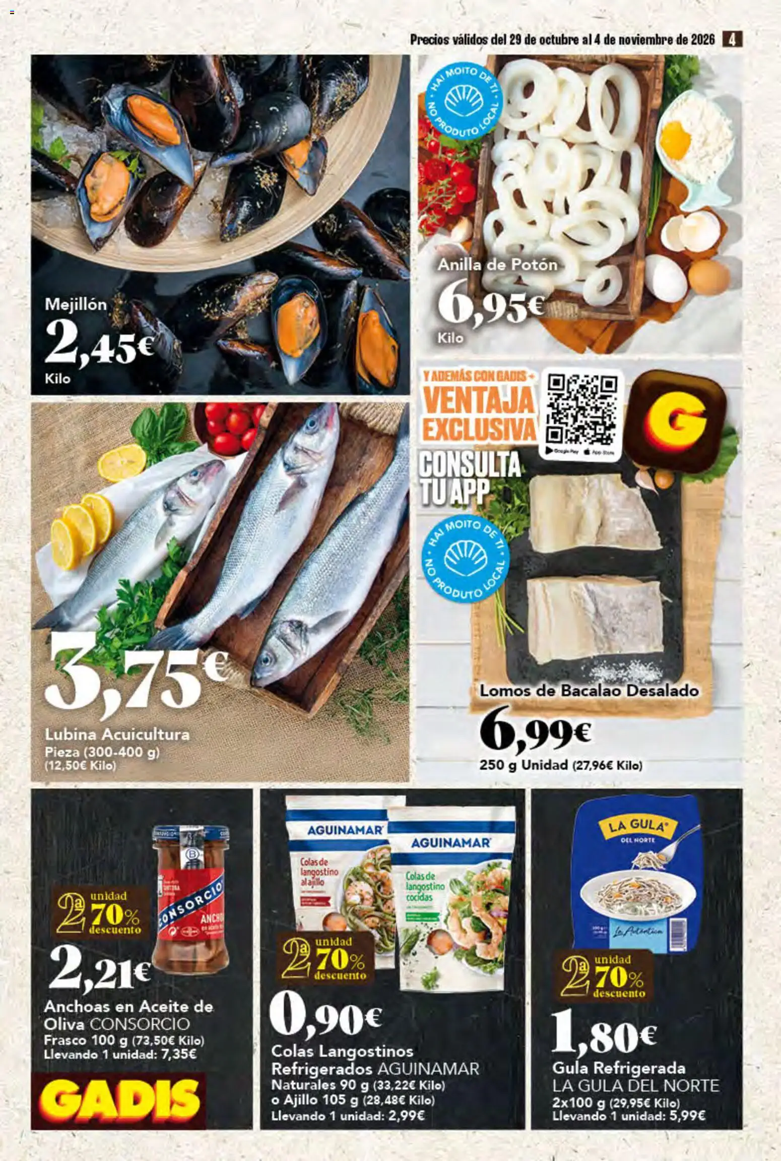 Gadis folleto │ válido desde el 29/10/2026 | Página: 4 | Productos: Anchoas, Aceite, Langostinos, Langostino