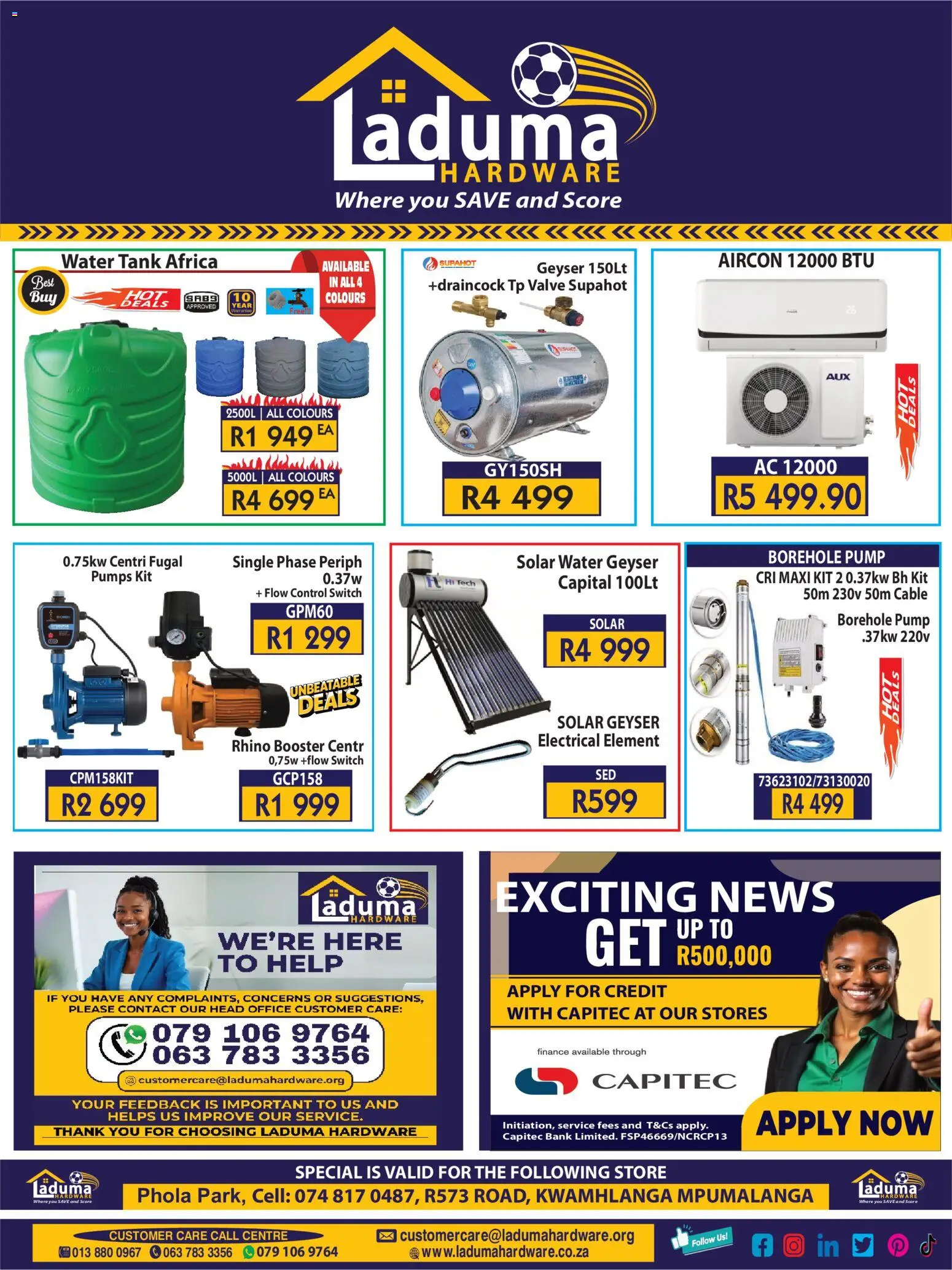 New Laduma Hardware catalogue – valid from 01/02/2026 | Page: 1 | Products: Cable, Tank, Valve, Water