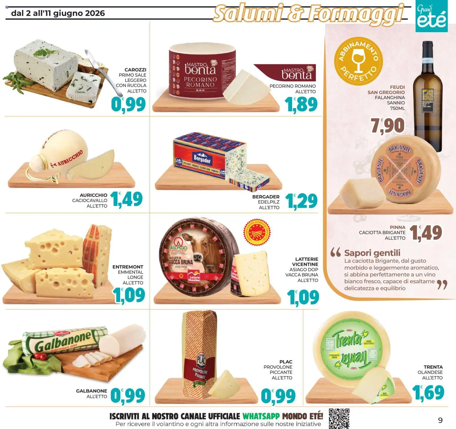 Volantino Eté del 02.06.2026 | Pagina: 9 | Prodotti: Rucola, Pecorino Romano, Pecorino, Emmental