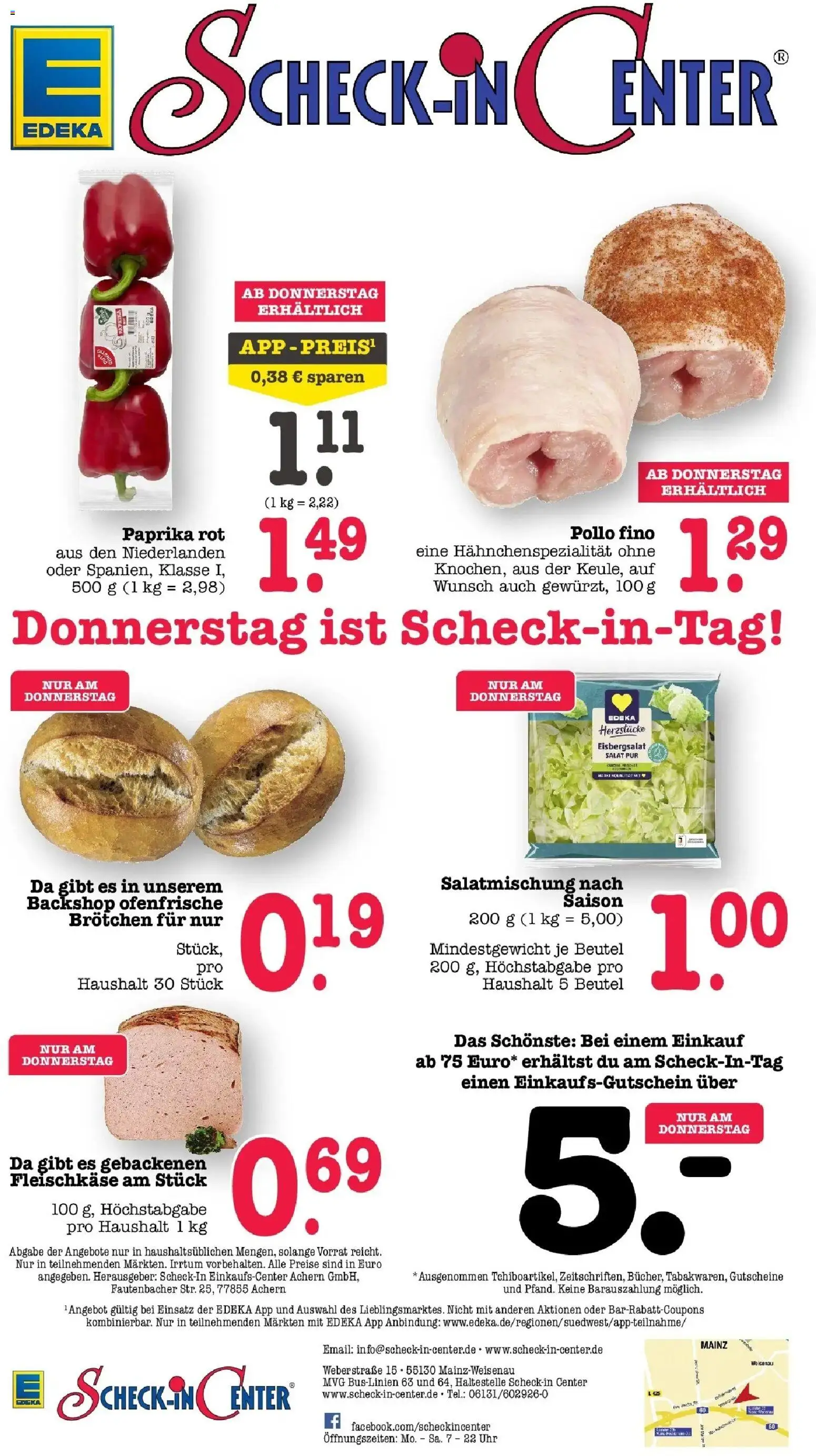 E center Prospekt Mainz-Weisenau (ab 26.10.2026) zum Blättern | Seite: 67 | Produkte: Paprika rot, Eisbergsalat, Paprika, Uhr