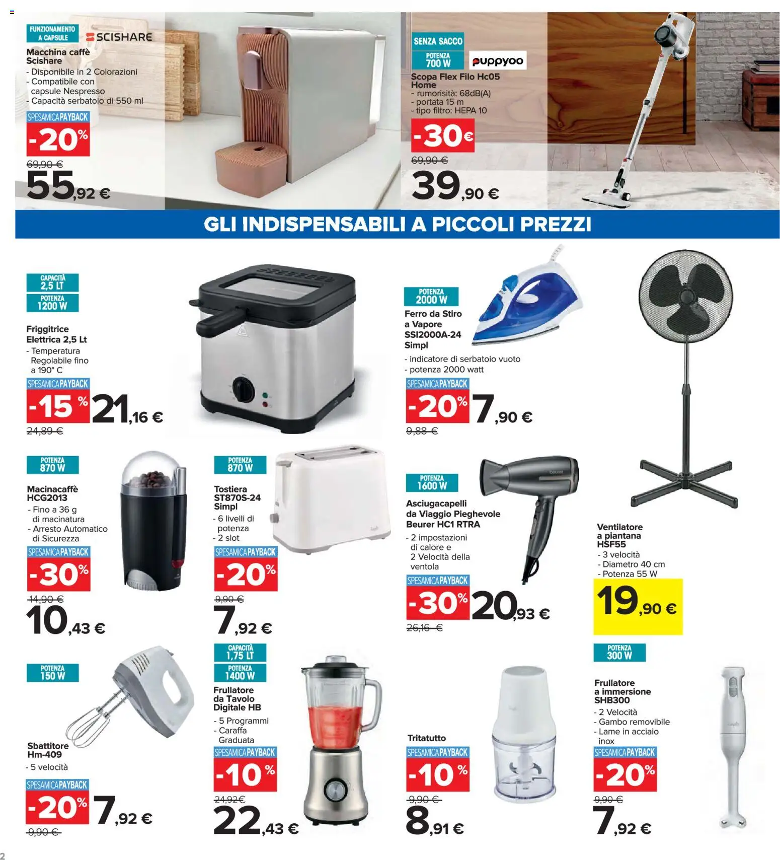 Volantino Carrefour del 30.03.2026 | Pagina: 2 | Prodotti: Caraffa, Frullatore, Sbattitore, Tritatutto